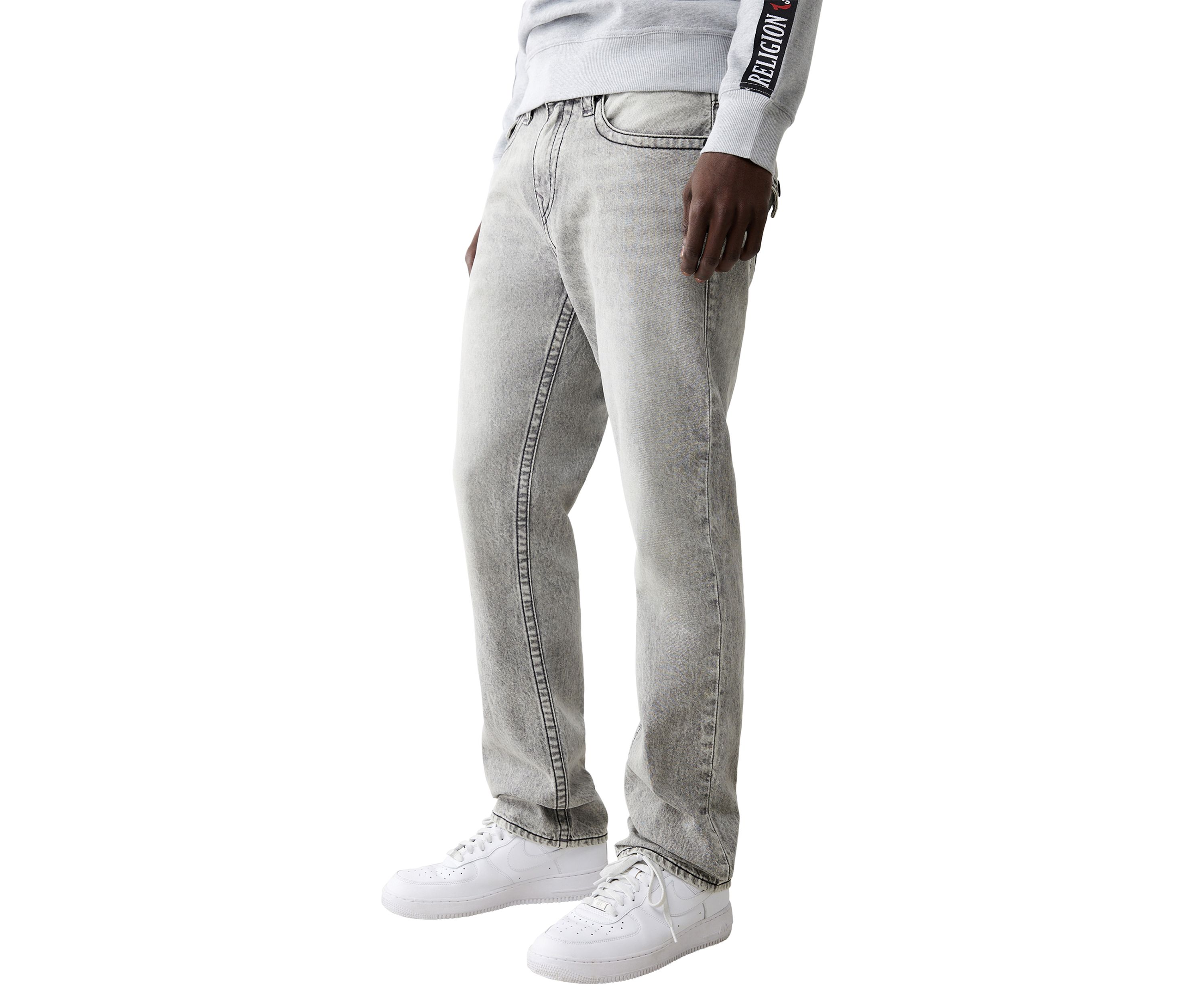Mens Ricky Mesh Embroidered Horseshoe Straight Jeans
