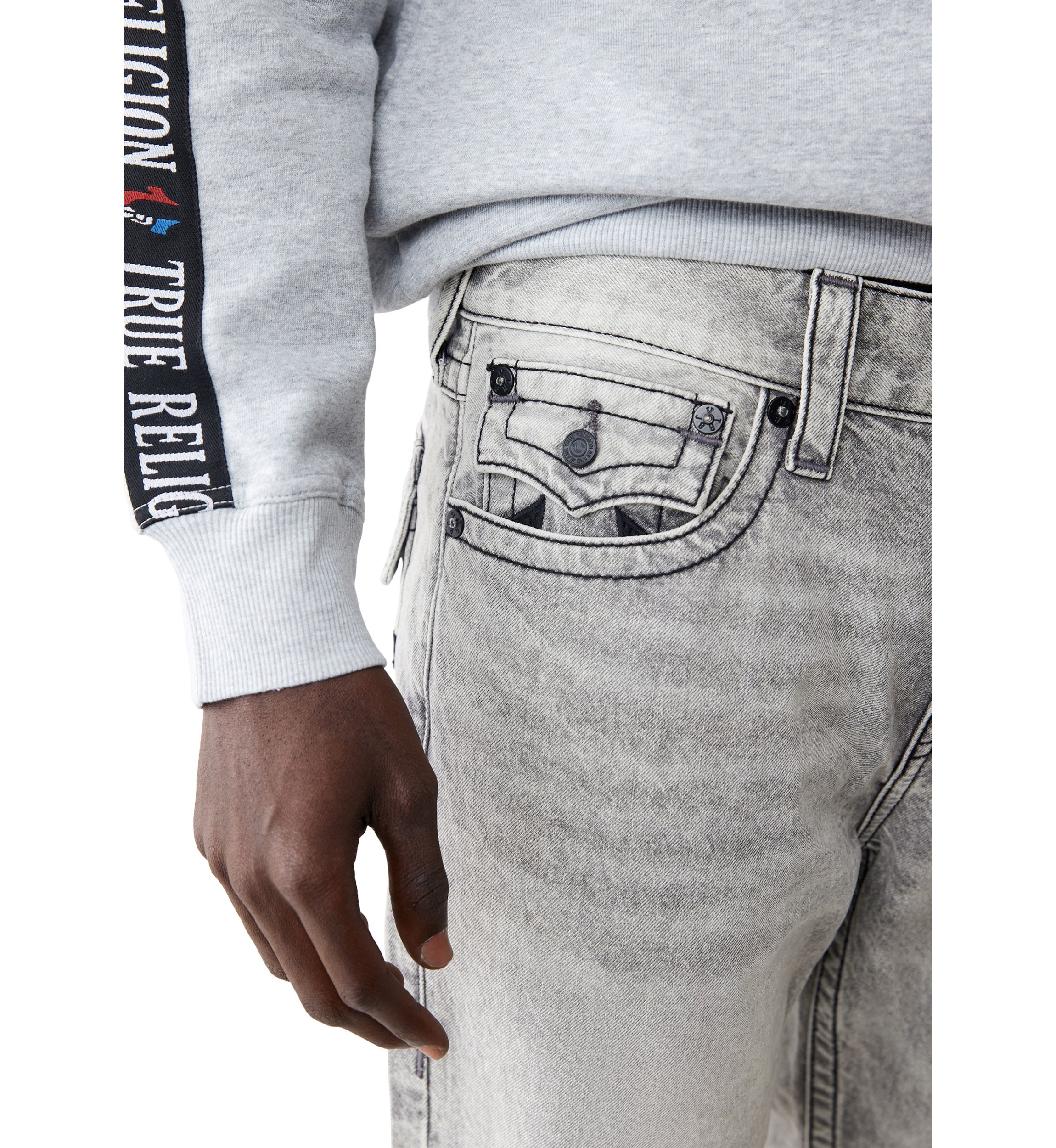 True Religion Men's Ricky Mesh Embroidered Horseshoe Straight