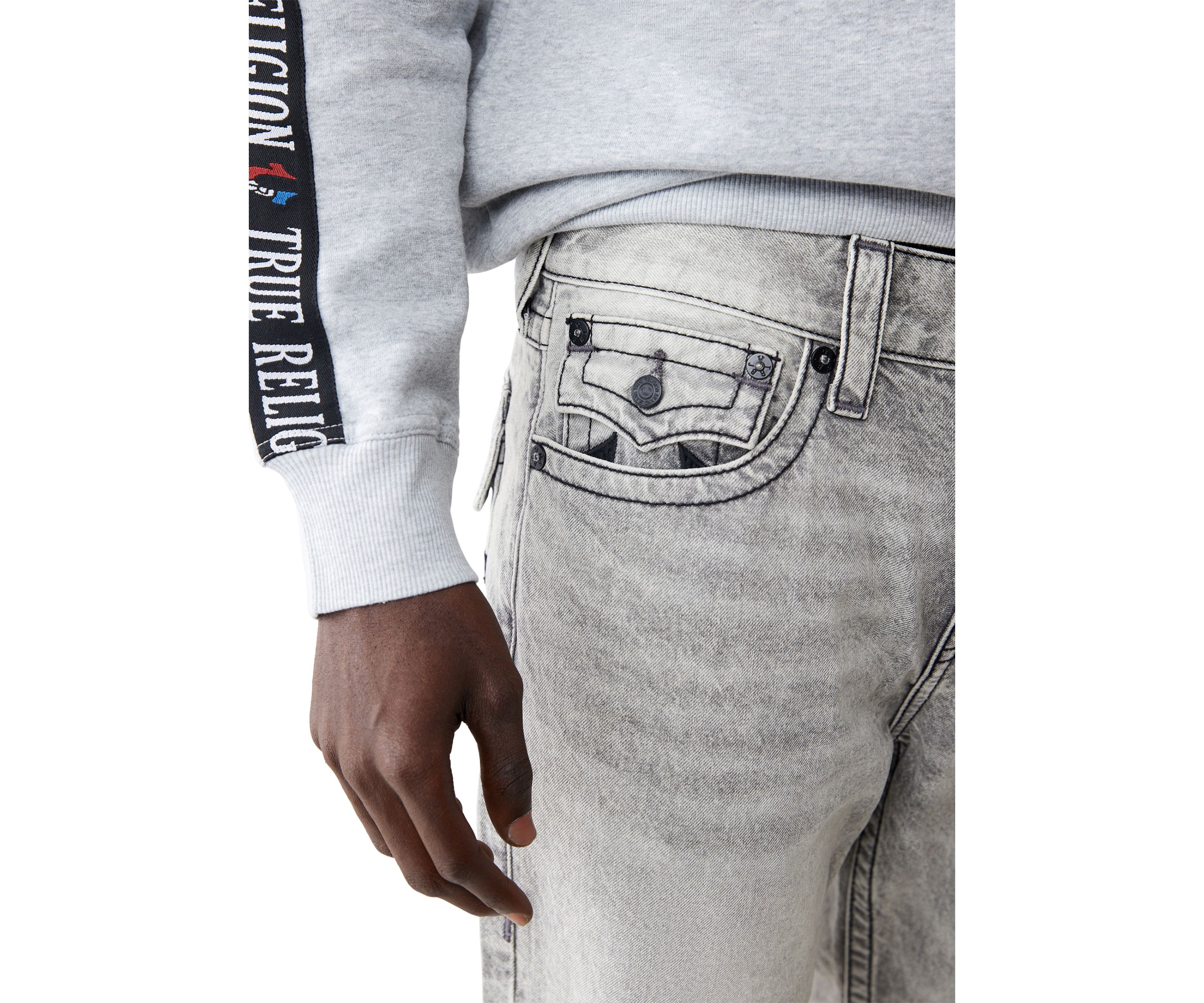 Mens Ricky Mesh Embroidered Horseshoe Straight Jeans