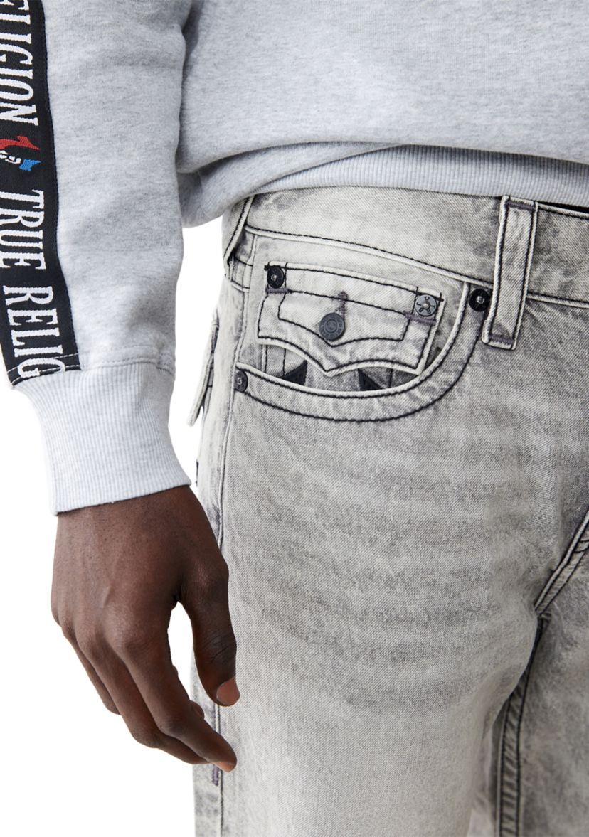Mens Ricky Mesh Embroidered Horseshoe Straight Jeans