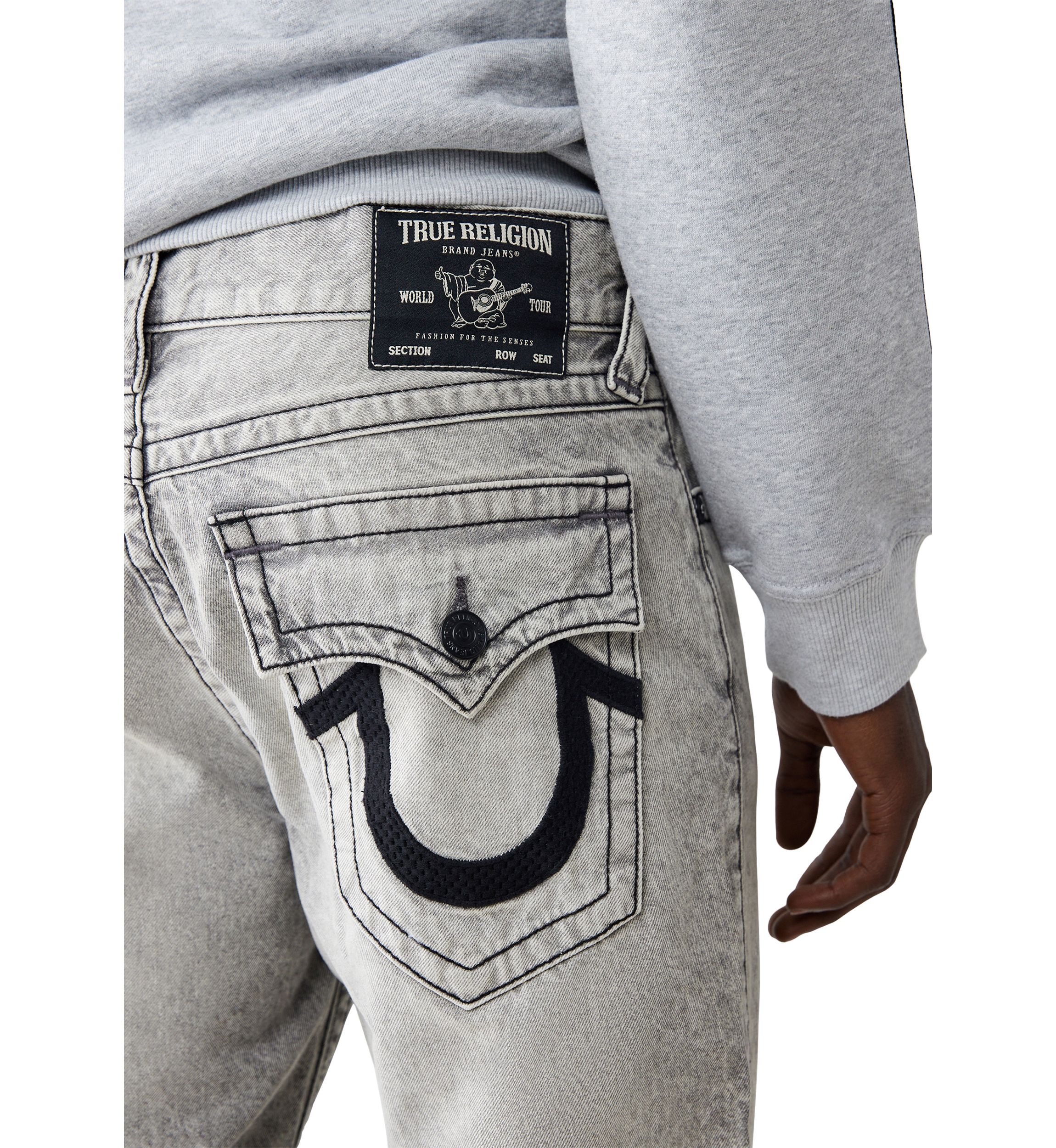True Religion Men's Ricky Mesh Embroidered Horseshoe Straight