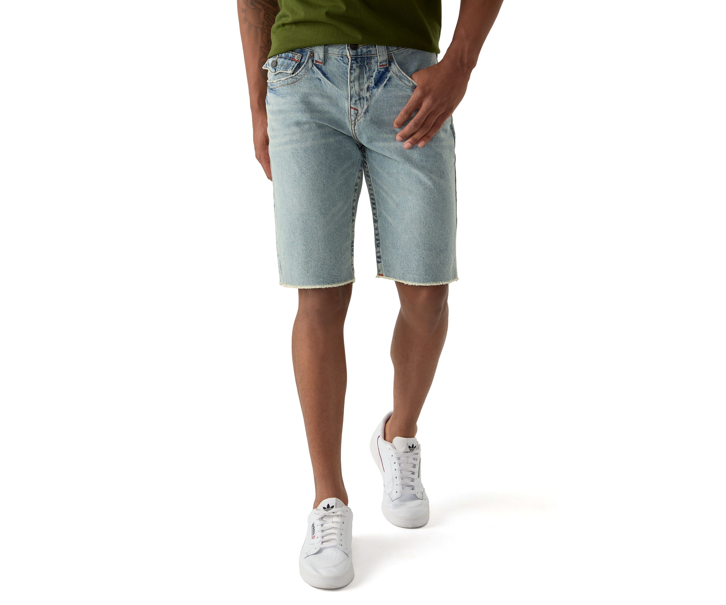 Mens Ricky Frayed Flap Denim Shorts