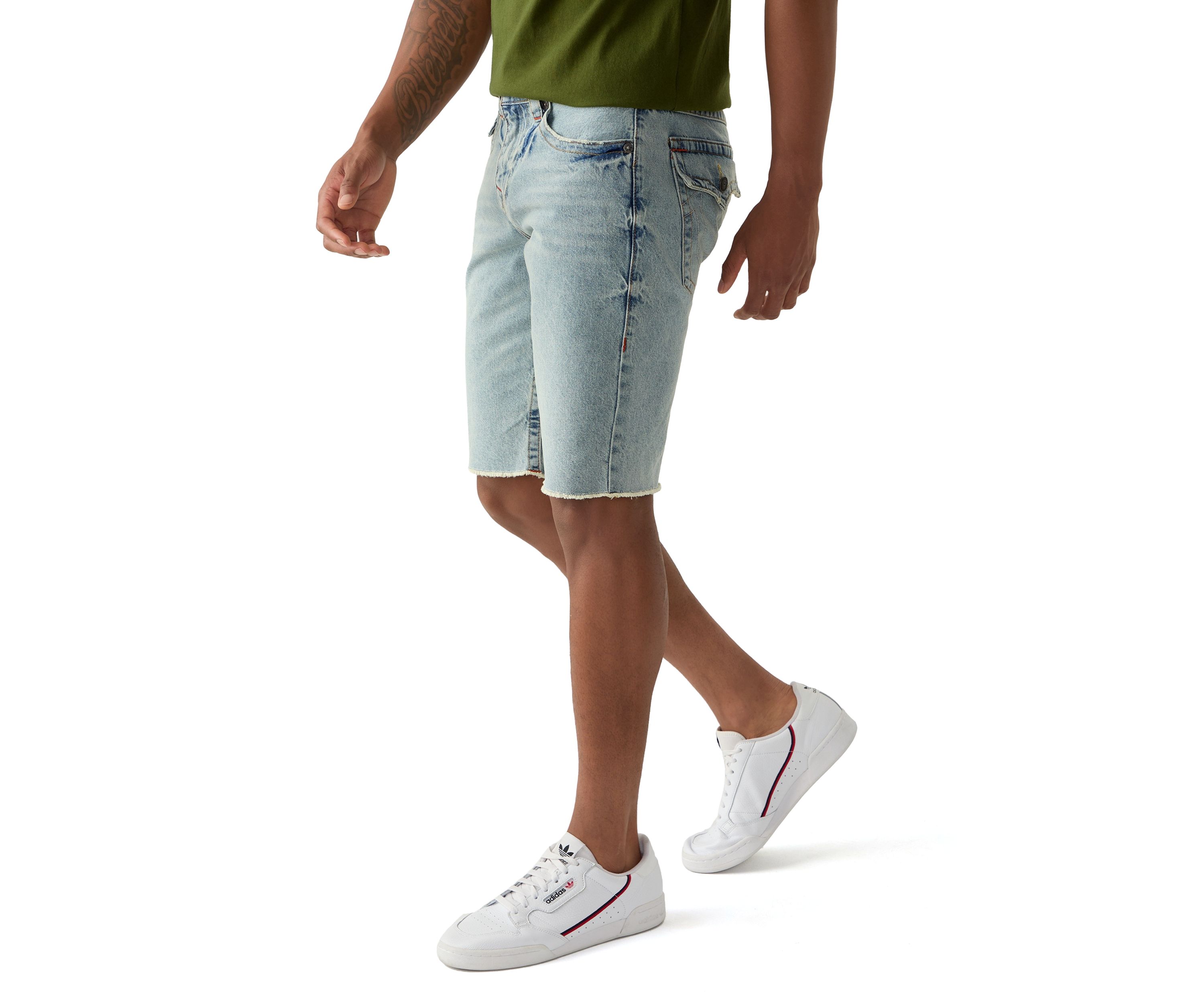 Mens Ricky Frayed Flap Denim Shorts