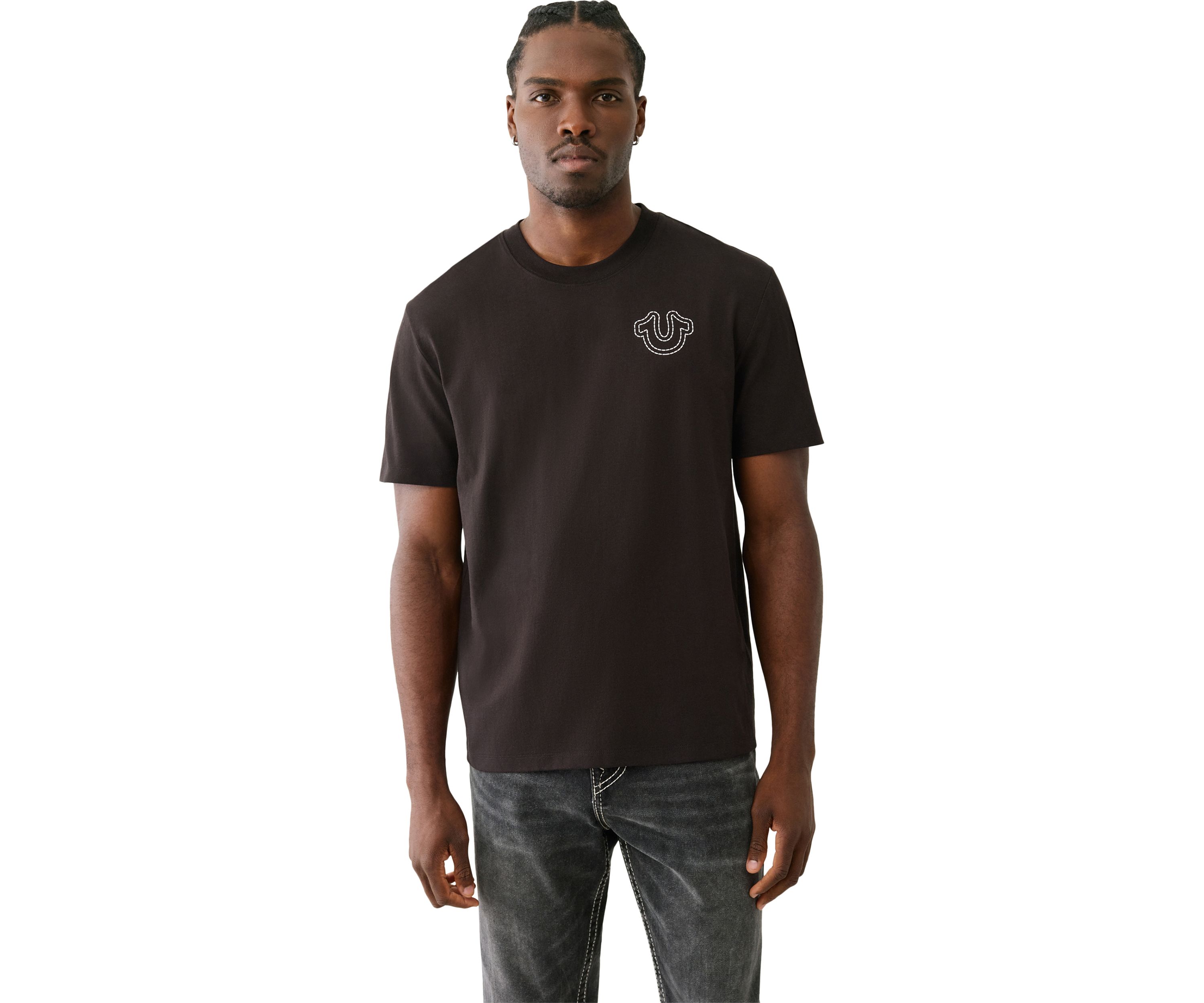Short Sleeve Puff Stitch Logo Graphic T-Shirt 