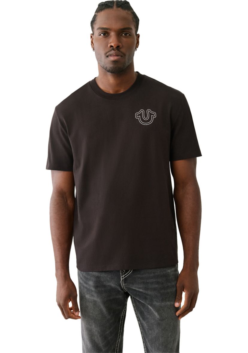 Short Sleeve Puff Stitch Logo Graphic T-Shirt 
