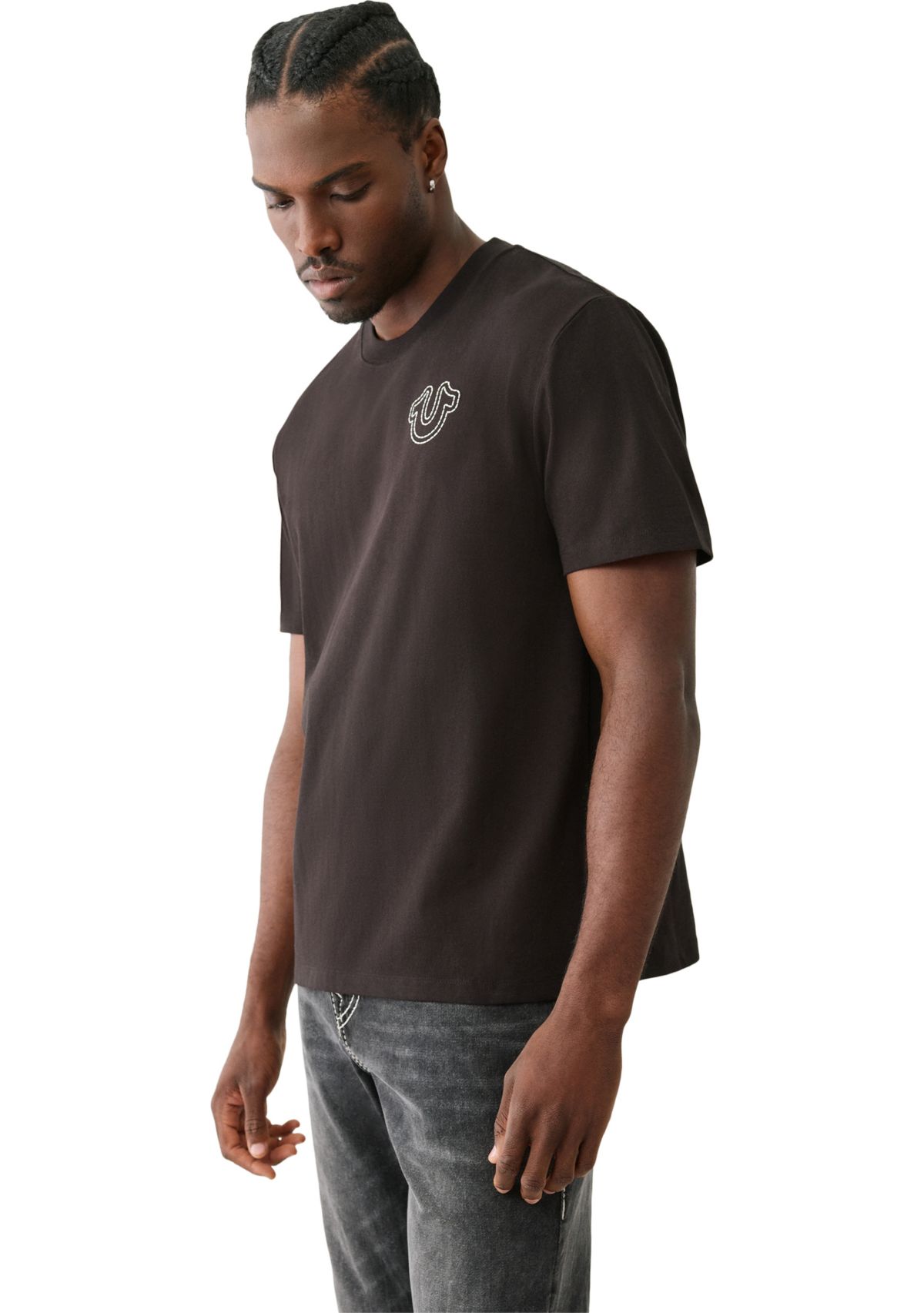 Short Sleeve Puff Stitch Logo Graphic T-Shirt 