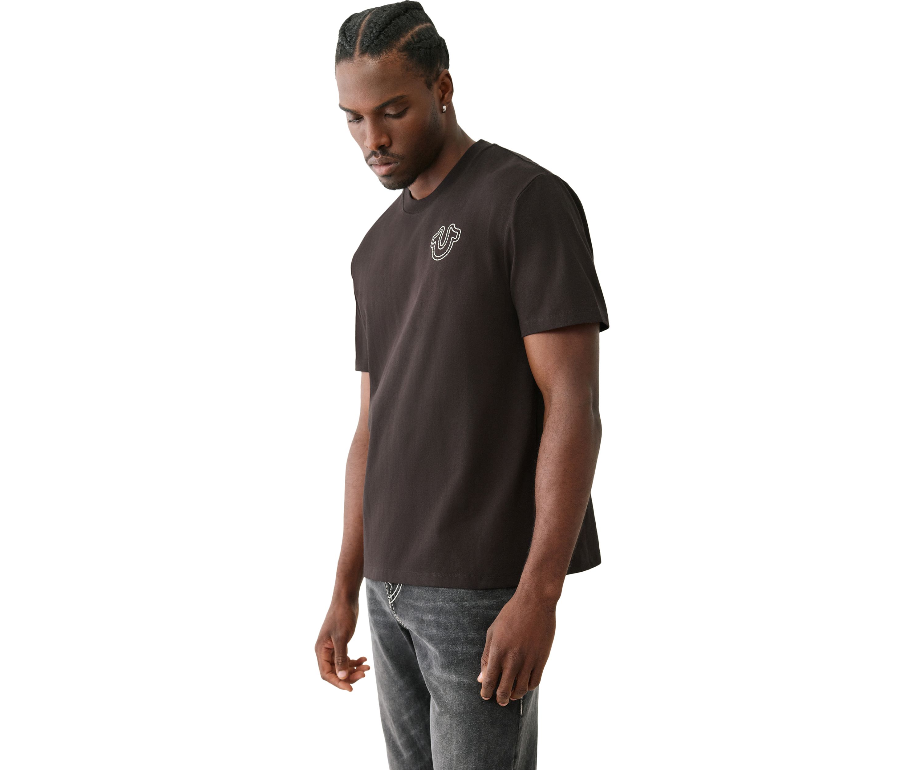 Short Sleeve Puff Stitch Logo Graphic T-Shirt 