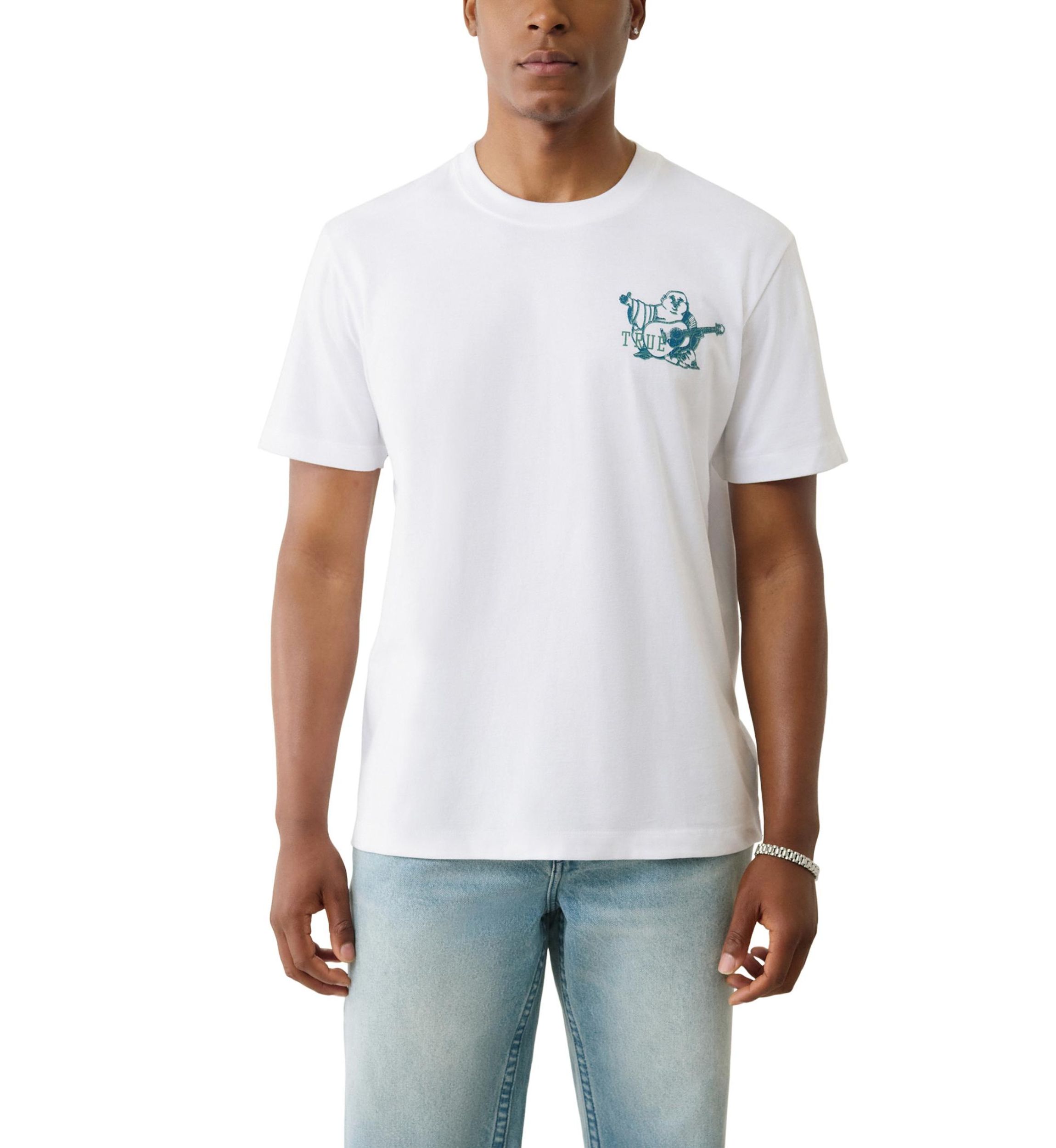 Mens Crinkle Paint Print Logo T-Shirt