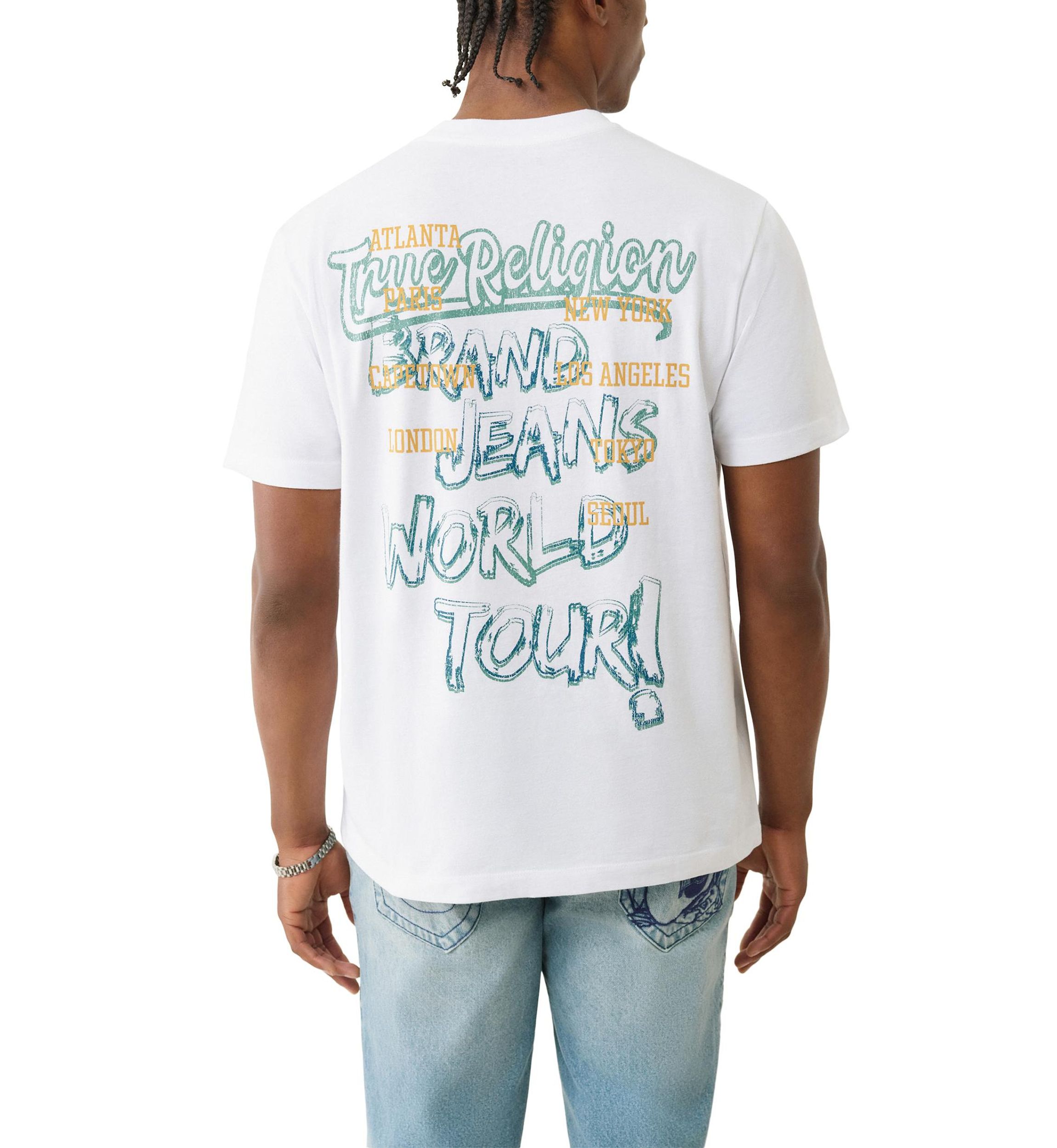 Mens Crinkle Paint Print Logo T-Shirt