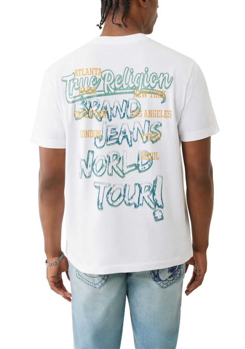 Mens Crinkle Paint Print Logo T-Shirt