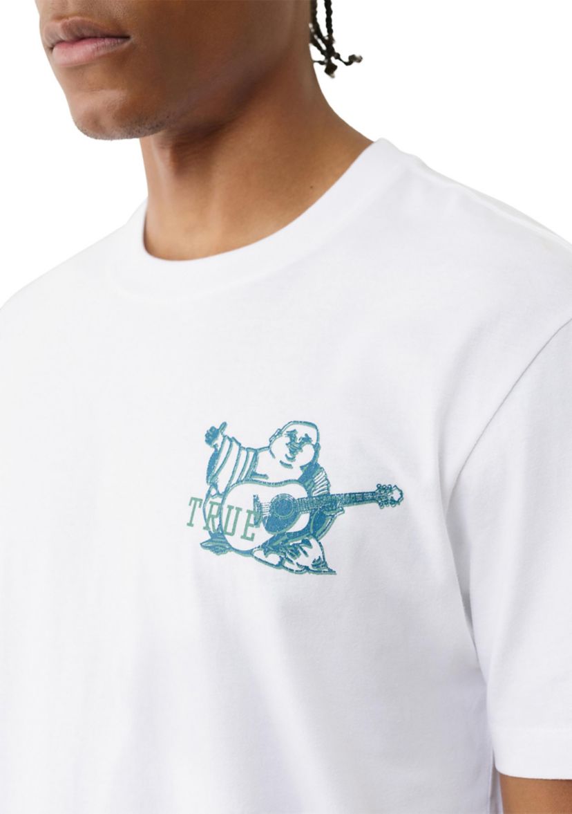 Mens Crinkle Paint Print Logo T-Shirt