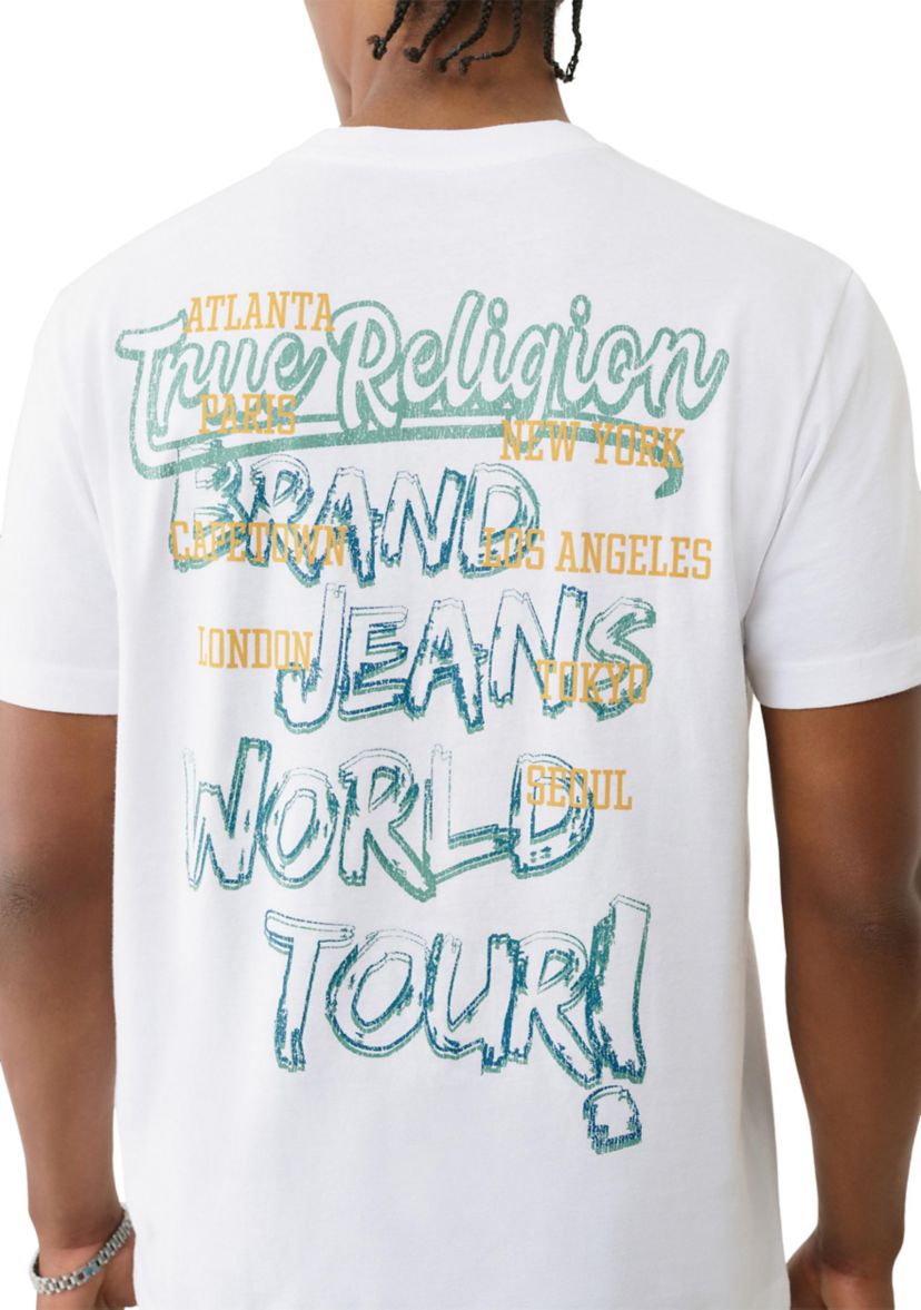 Mens Crinkle Paint Print Logo T-Shirt