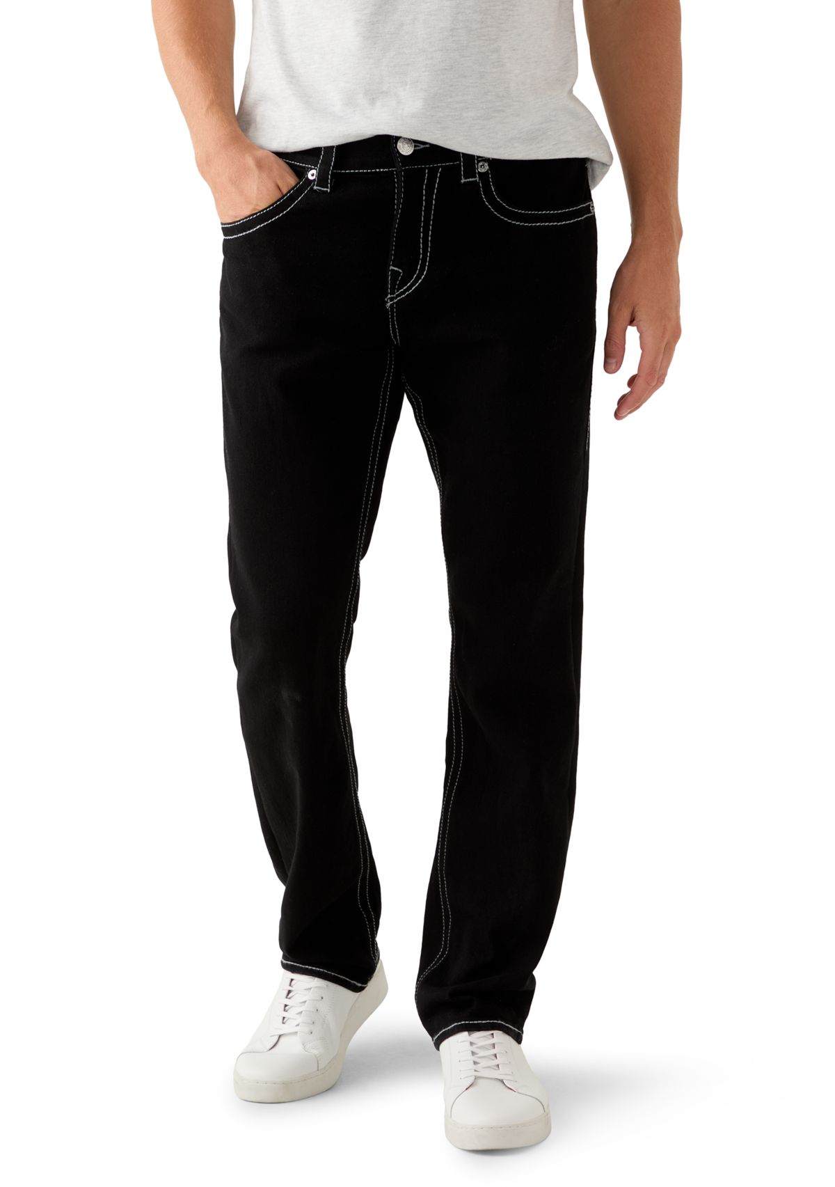 Mens Ricky Straight Fit Big T Jeans with Buddha Embroidery