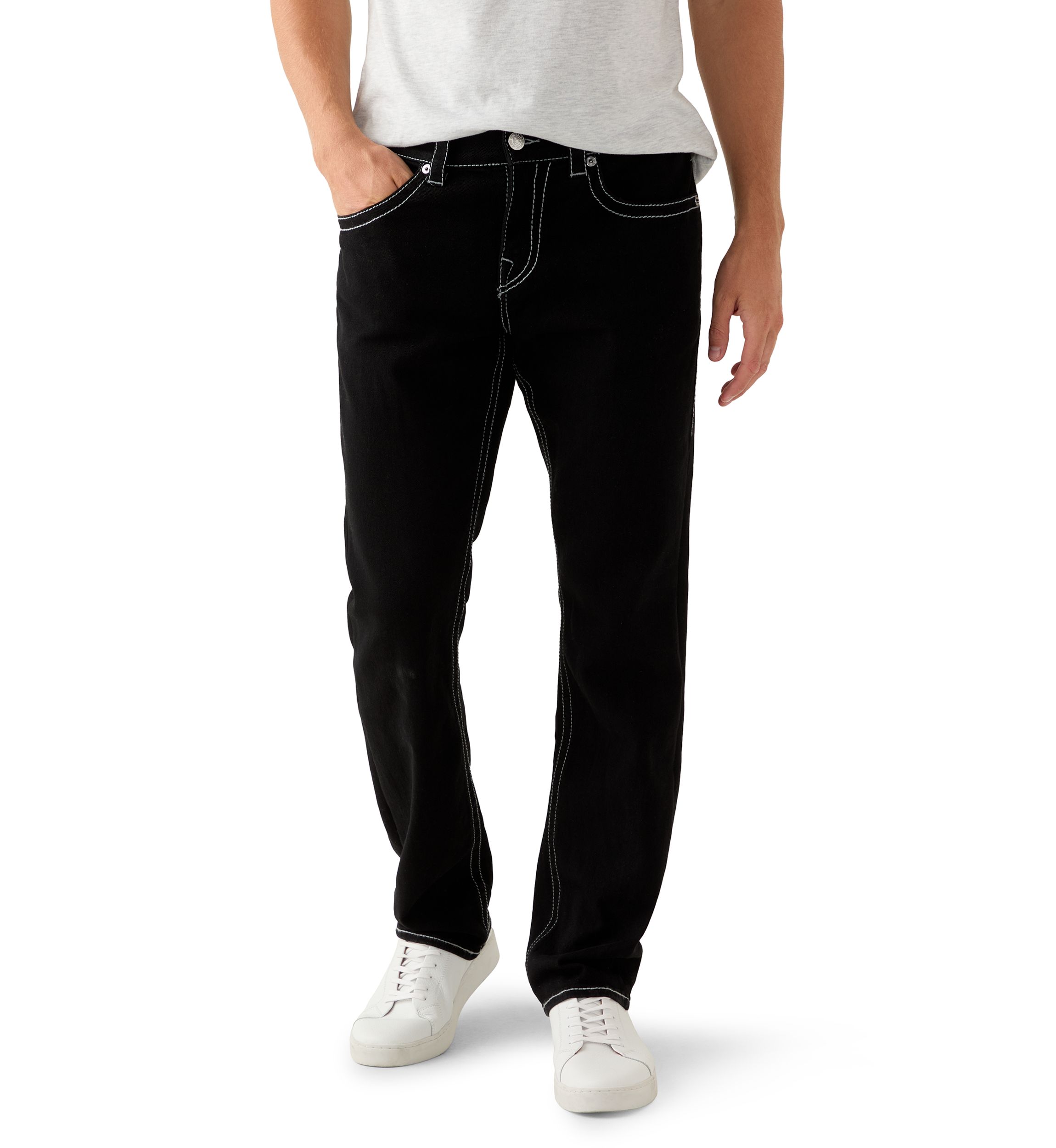 True Religion Men's Ricky Straight Fit Big T Jeans with Buddha