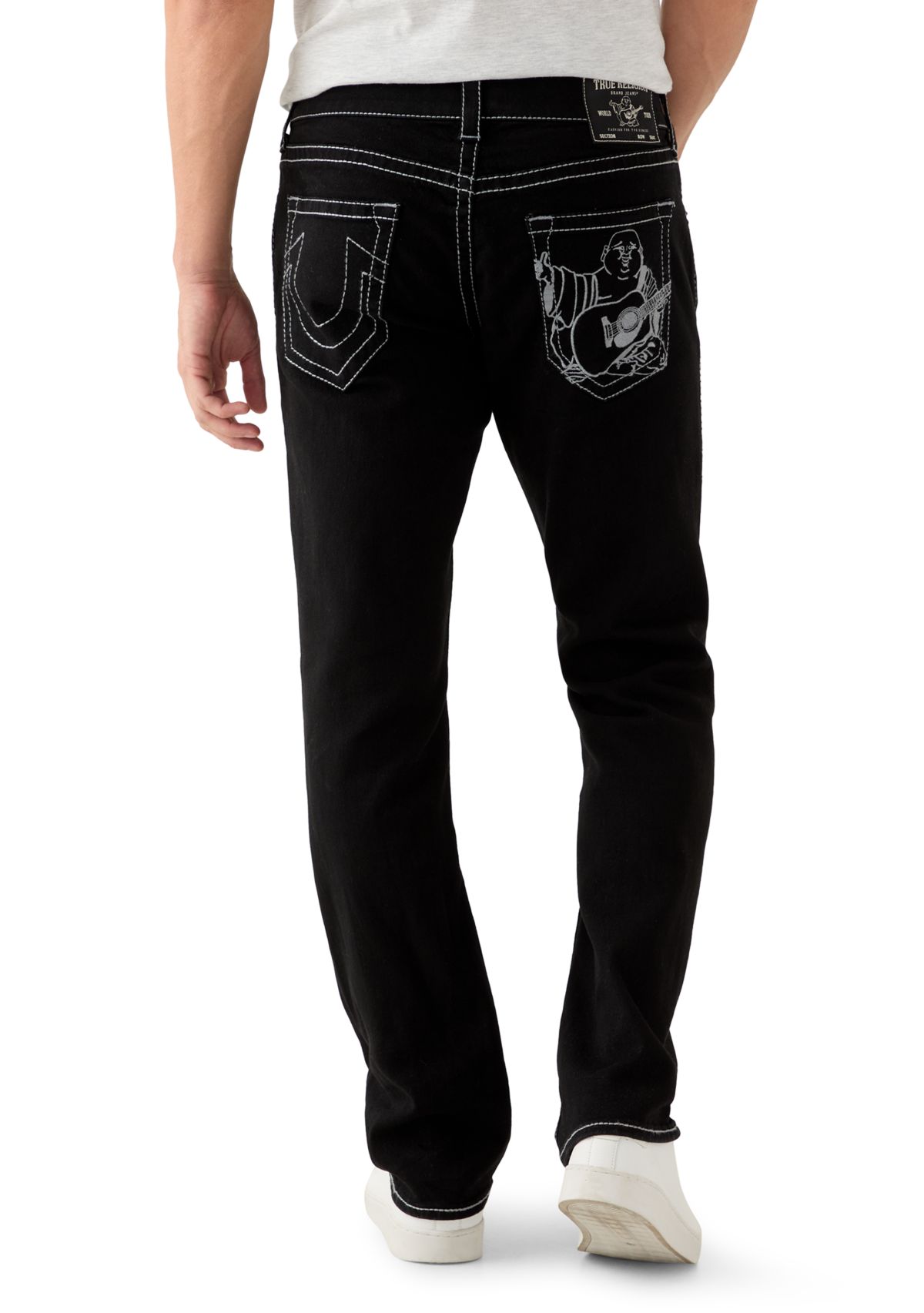 Mens Ricky Straight Fit Big T Jeans with Buddha Embroidery