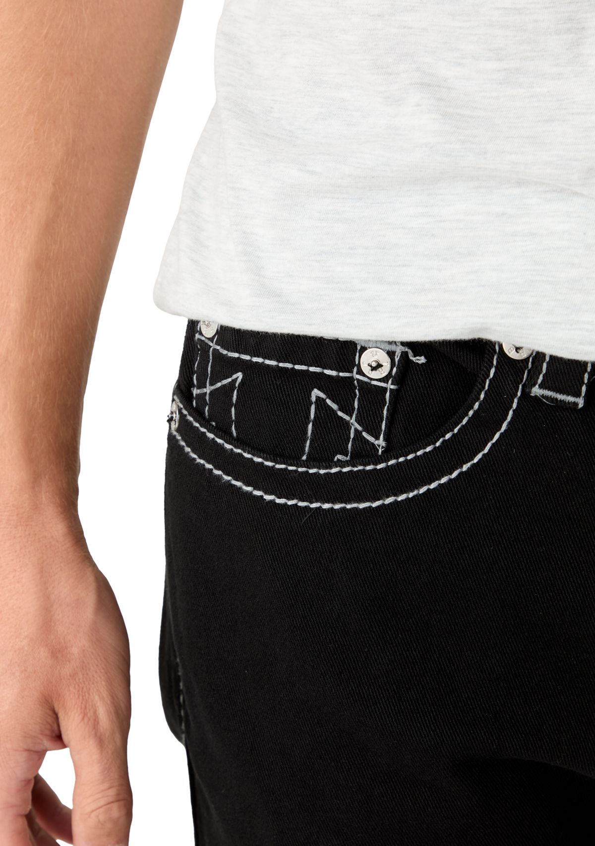 Mens Ricky Straight Fit Big T Jeans with Buddha Embroidery