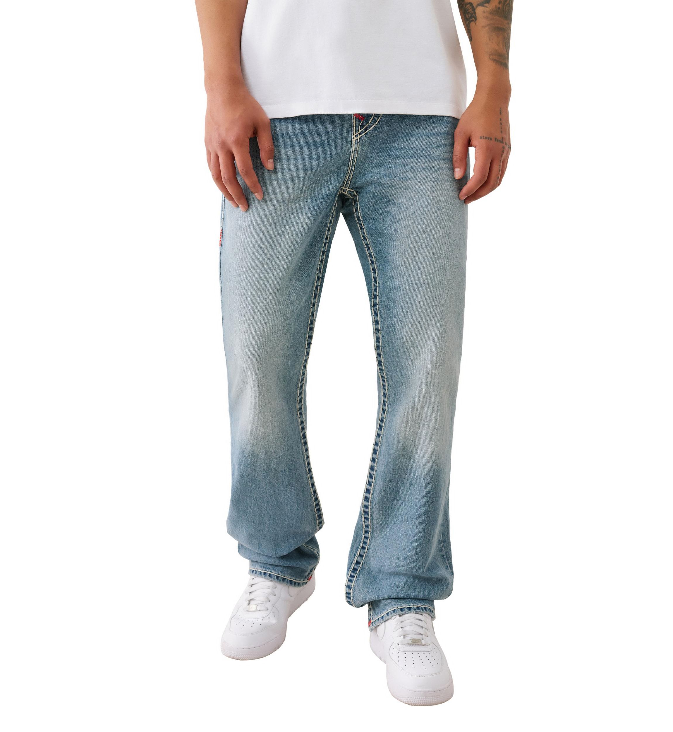 Ricky Straight Fit Big T Jeans with Mesh Horseshoe Pockets