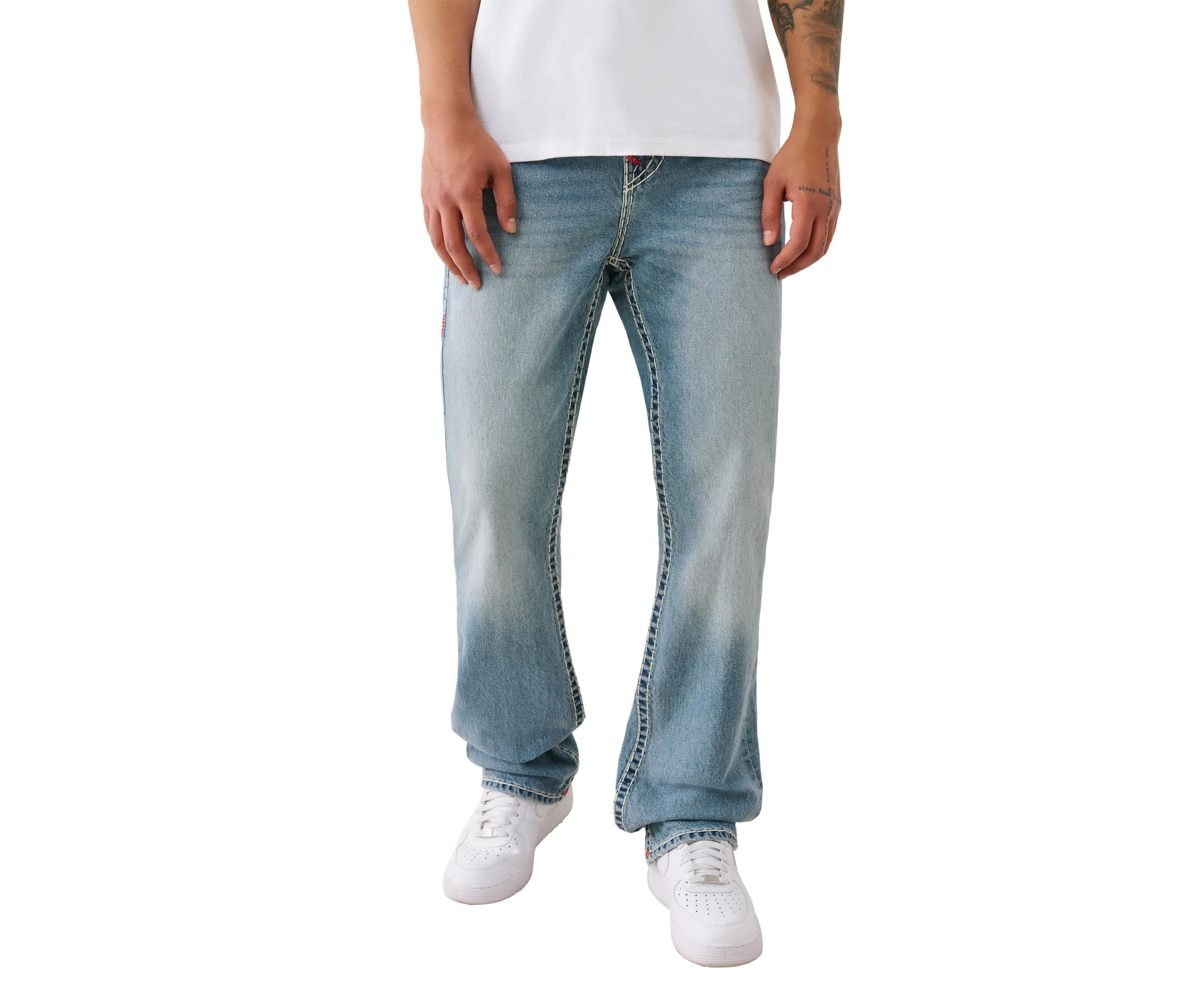 Ricky Straight Fit Big T Jeans with Mesh Horseshoe Pockets