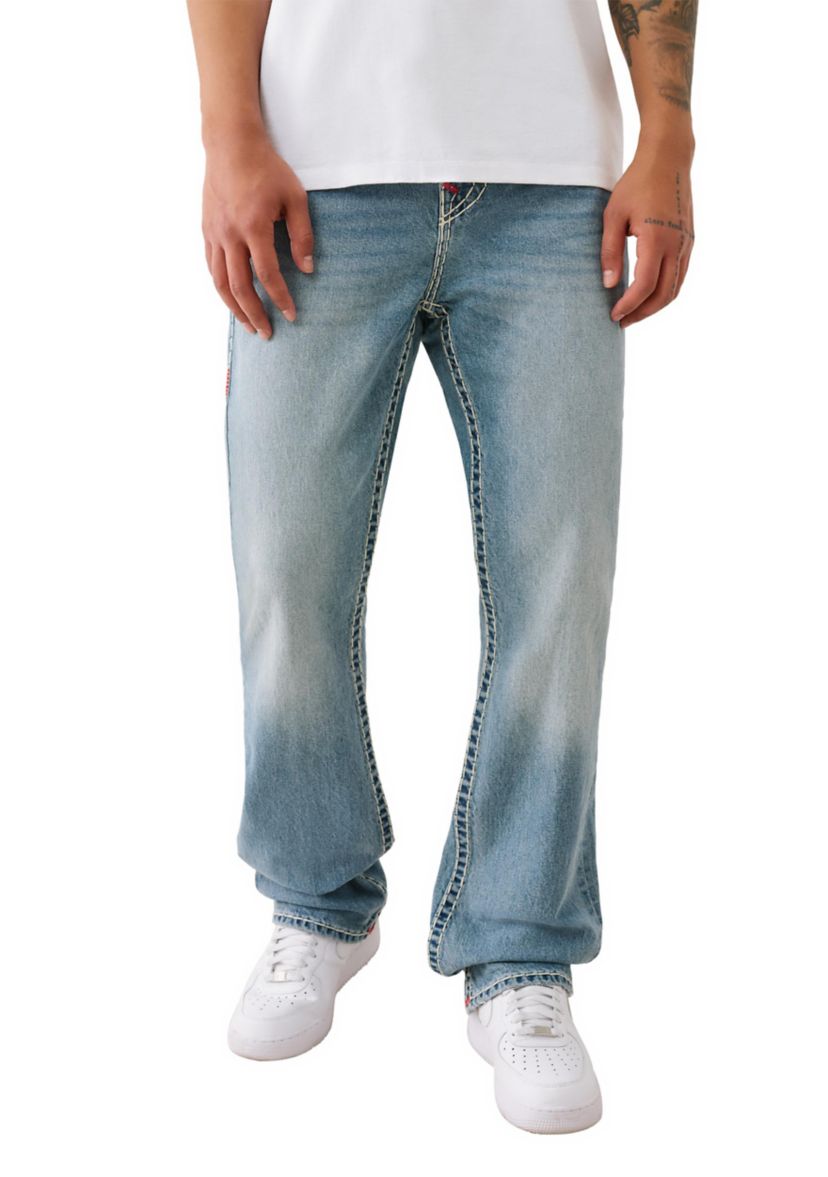 Ricky Straight Fit Big T Jeans with Mesh Horseshoe Pockets