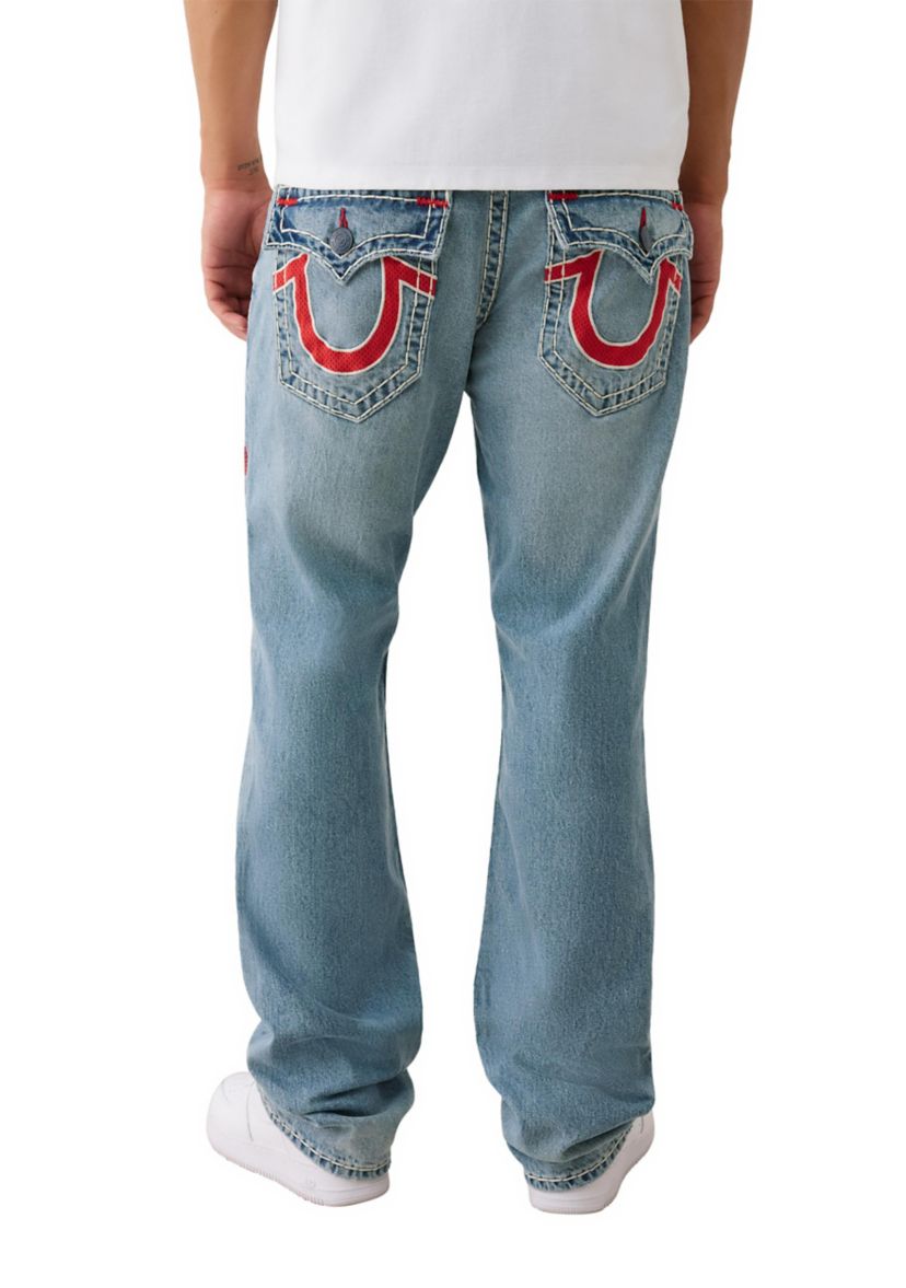Ricky Straight Fit Big T Jeans with Mesh Horseshoe Pockets