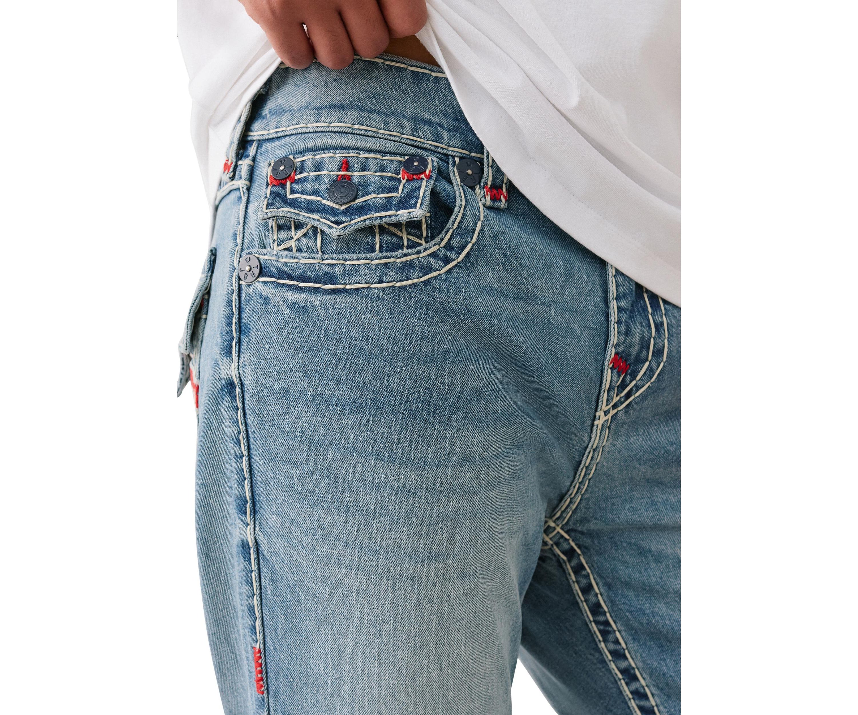 Ricky Straight Fit Big T Jeans with Mesh Horseshoe Pockets