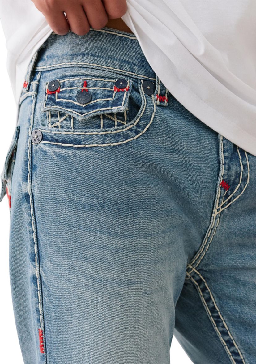 Ricky Straight Fit Big T Jeans with Mesh Horseshoe Pockets