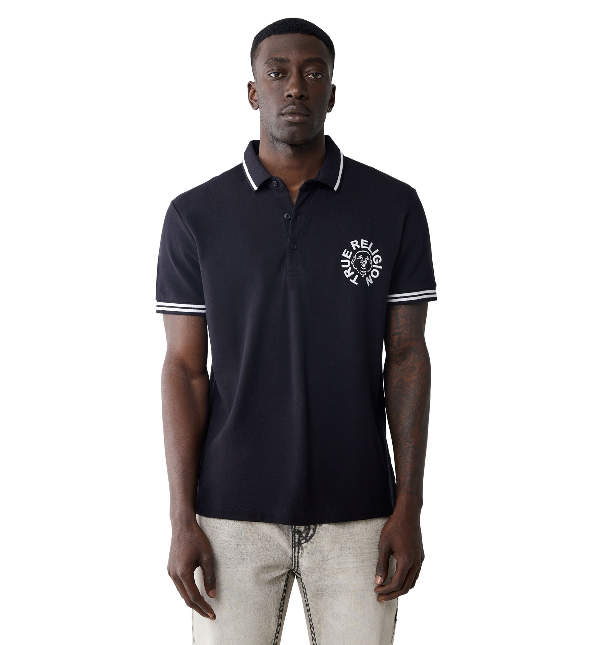 Mens Short Sleeve Buddha Logo Polo Shirt