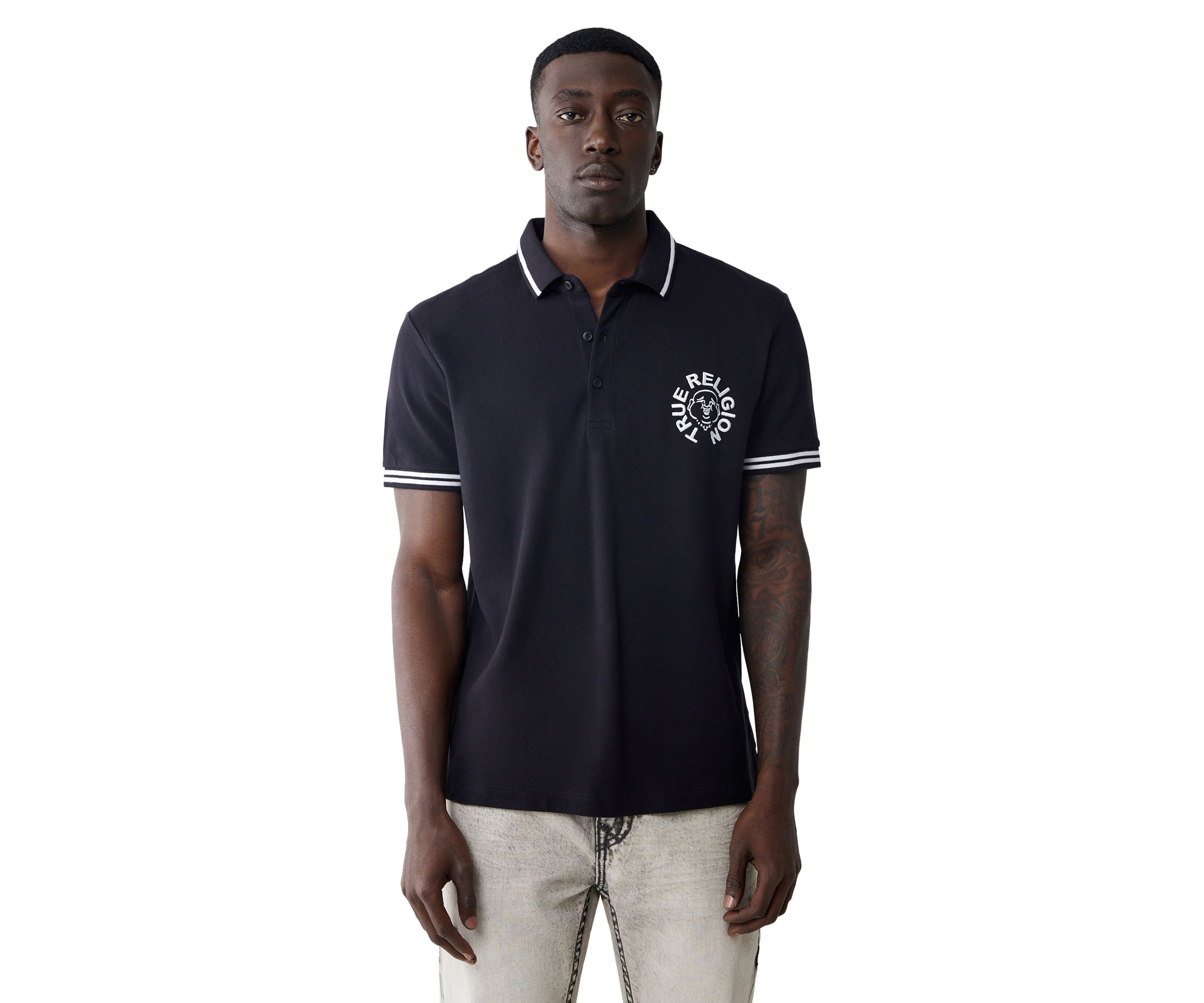 Mens Short Sleeve Buddha Logo Polo Shirt