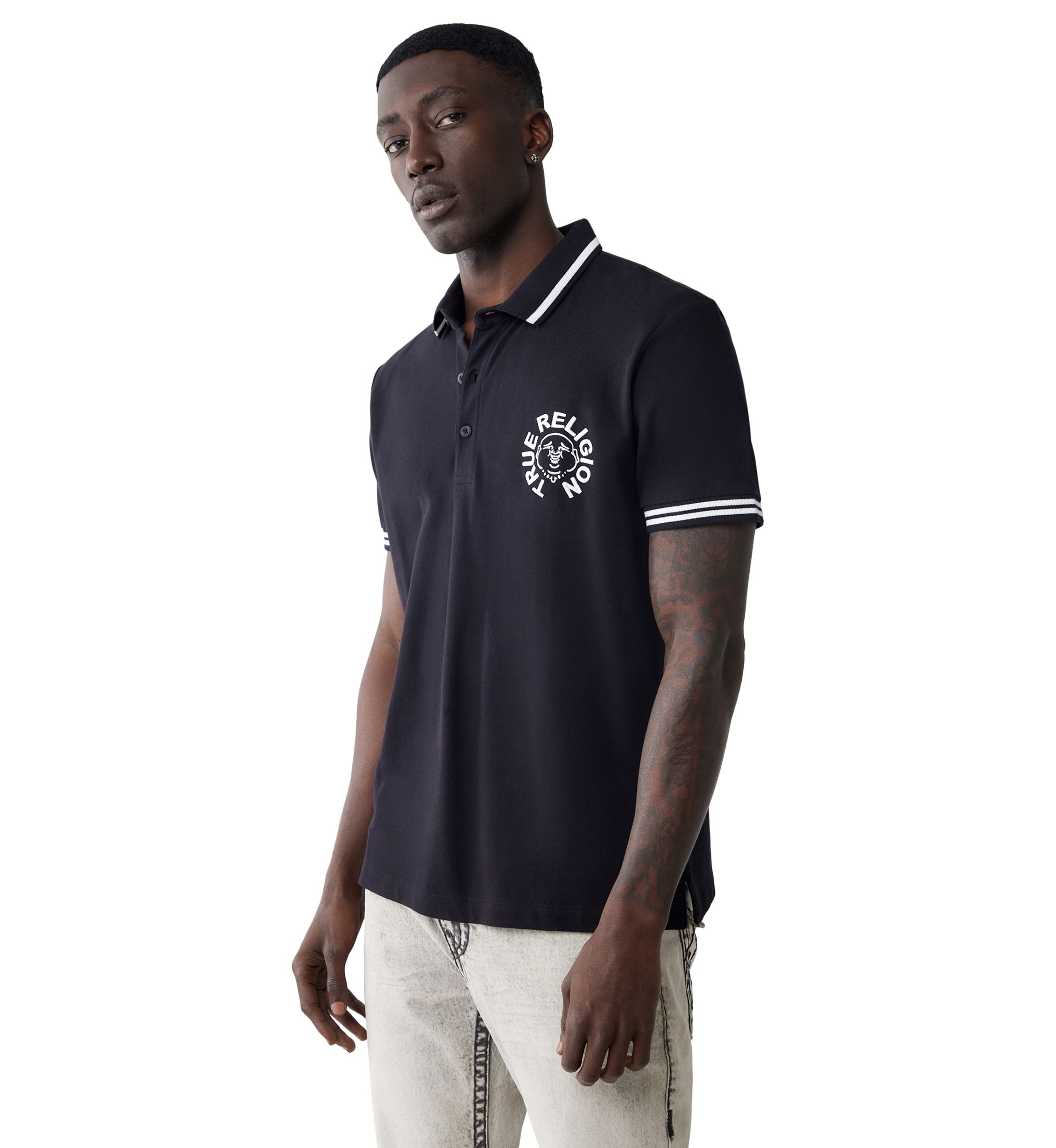 Mens Short Sleeve Buddha Logo Polo Shirt