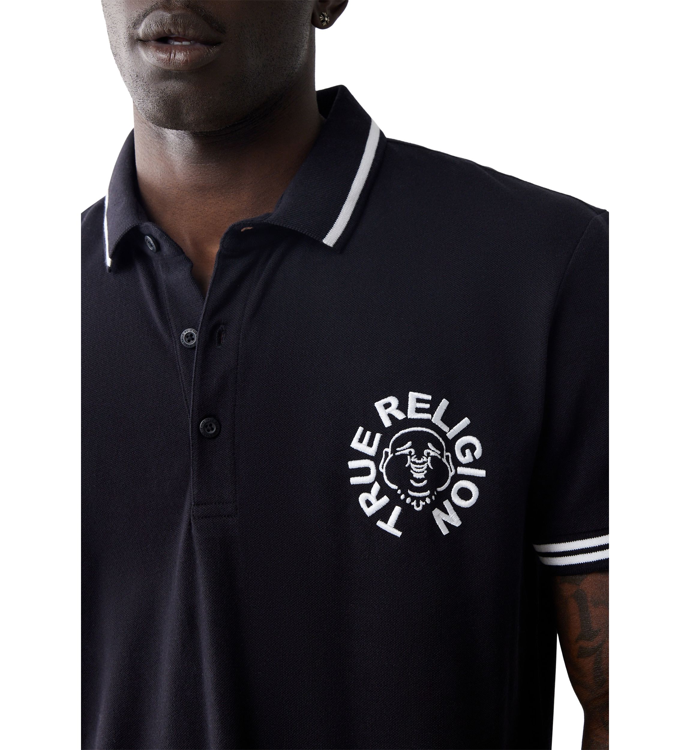 Mens Short Sleeve Buddha Logo Polo Shirt