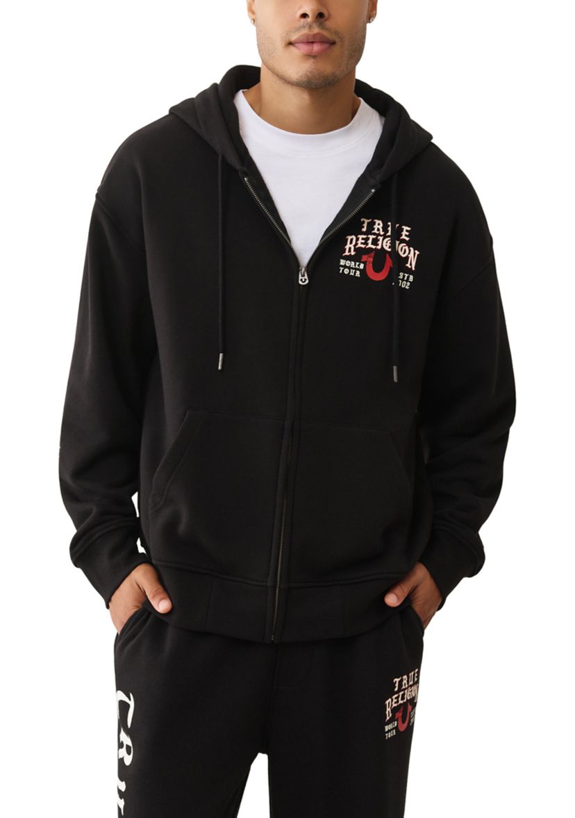 Mens Script Logo Zip Hoodie