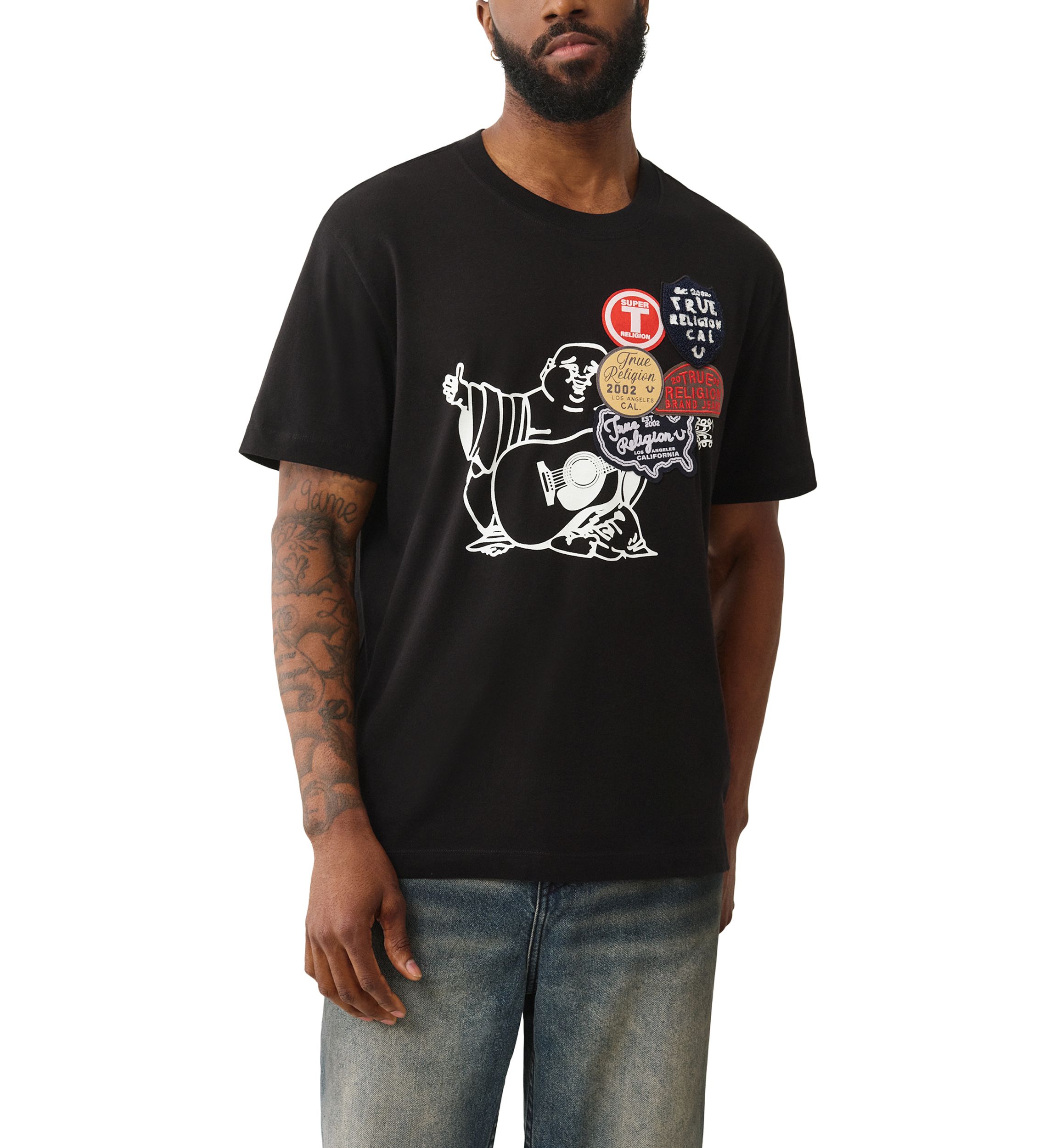 Patched Buddha Logo Short Sleeve T-Shirt