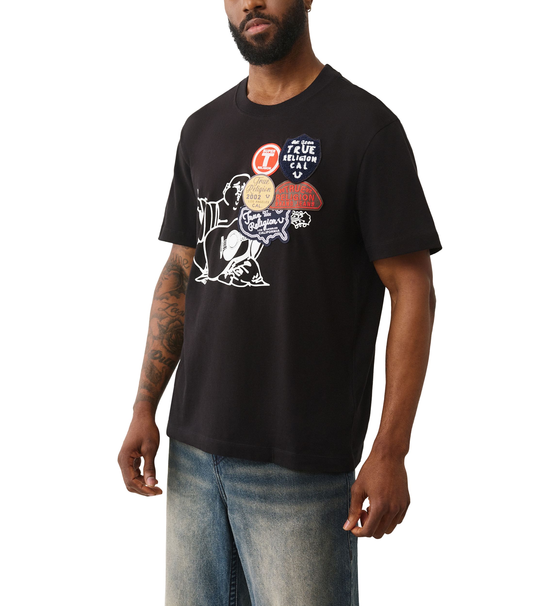 Patched Buddha Logo Short Sleeve T-Shirt