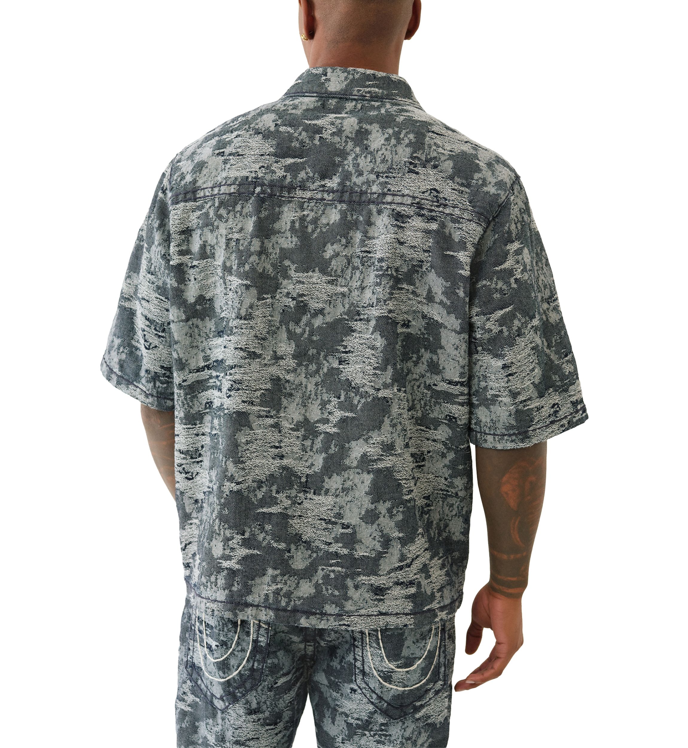Jacquard Short Sleeve Denim Shirt