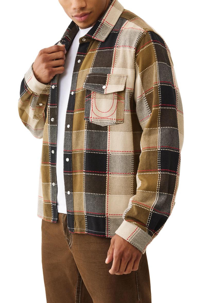 Big T Long Sleeve Boxy Plaid Shirt