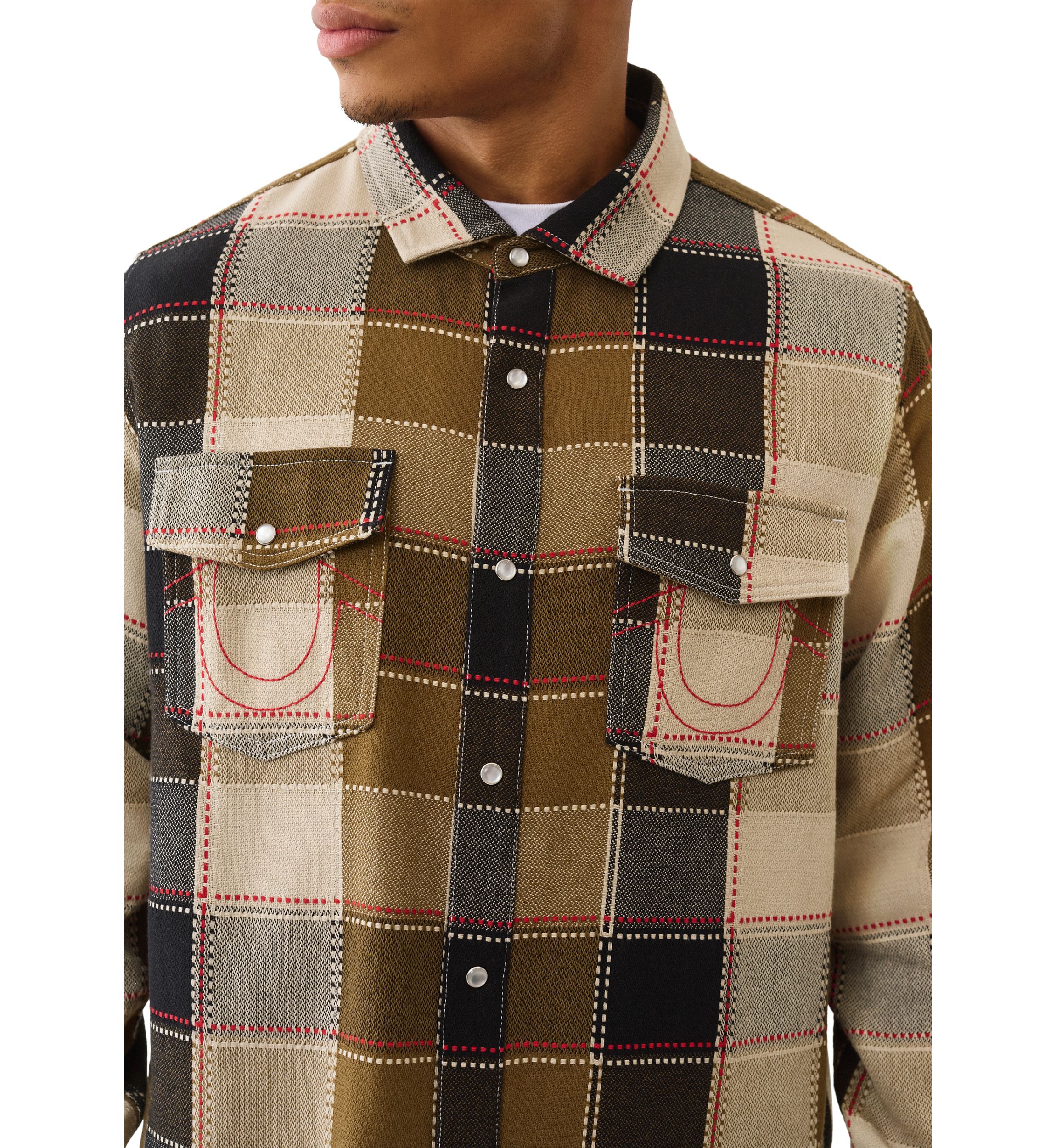 Big T Long Sleeve Boxy Plaid Shirt