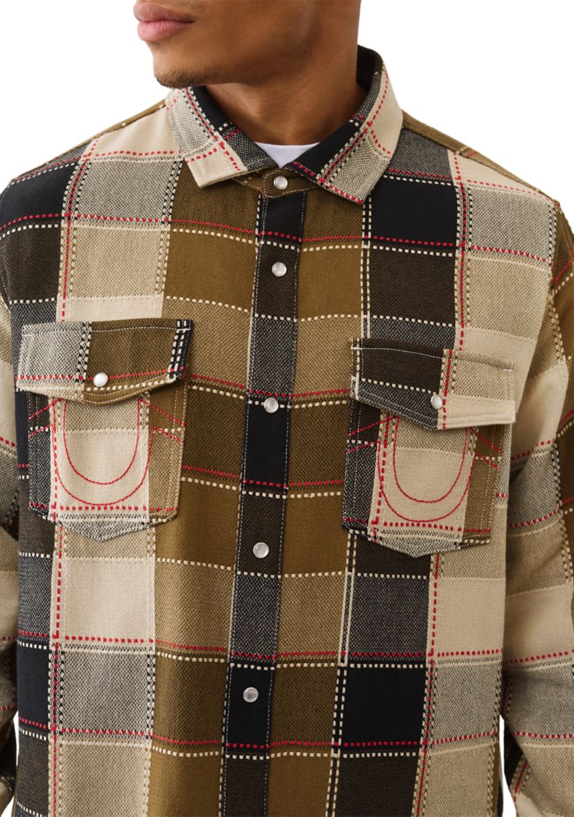Big T Long Sleeve Boxy Plaid Shirt