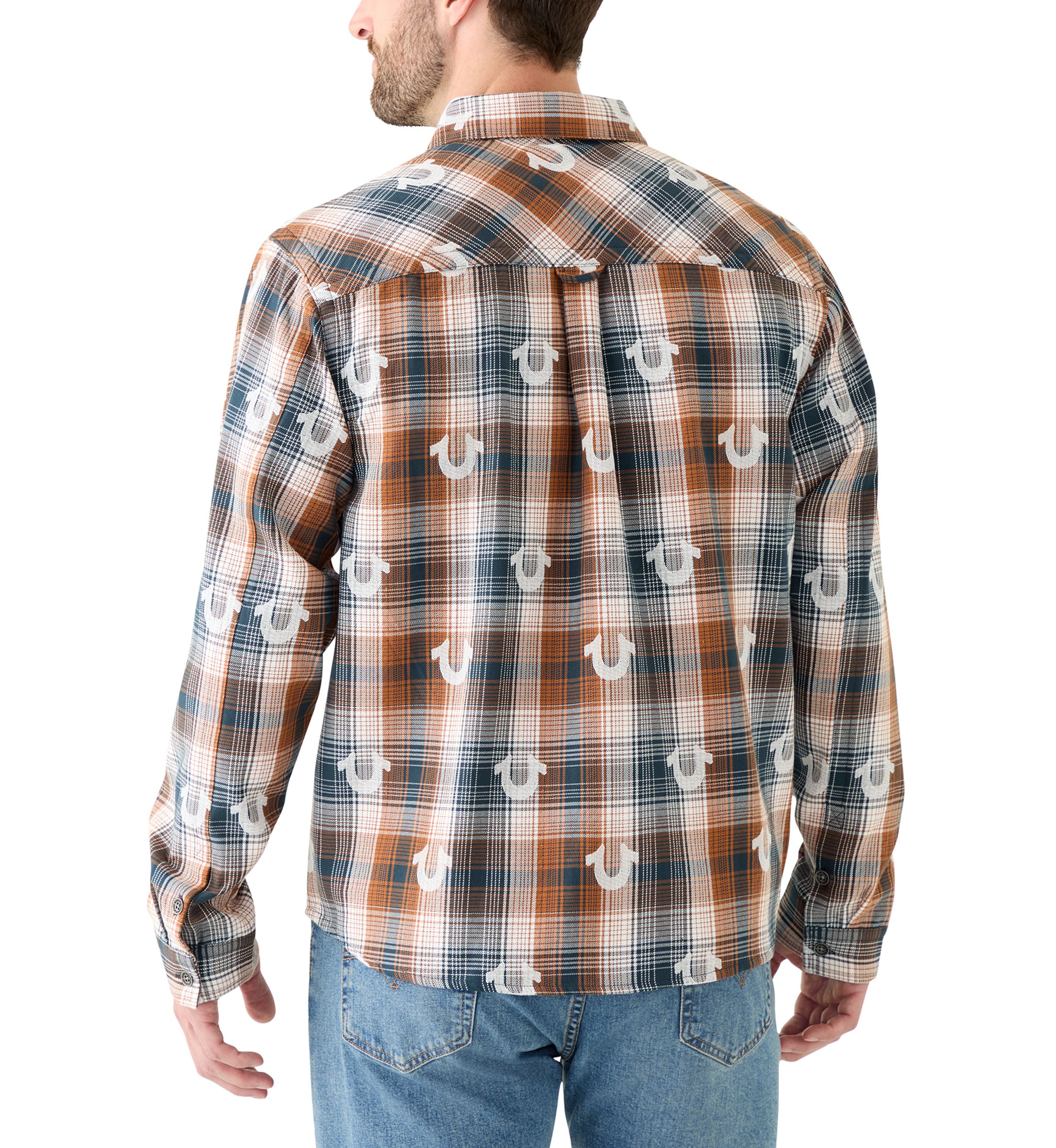 Oversized Horseshoe Long Sleeve Flannel Shirt