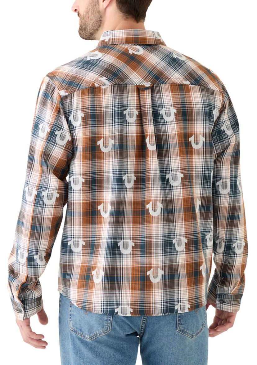 Oversized Horseshoe Long Sleeve Flannel Shirt