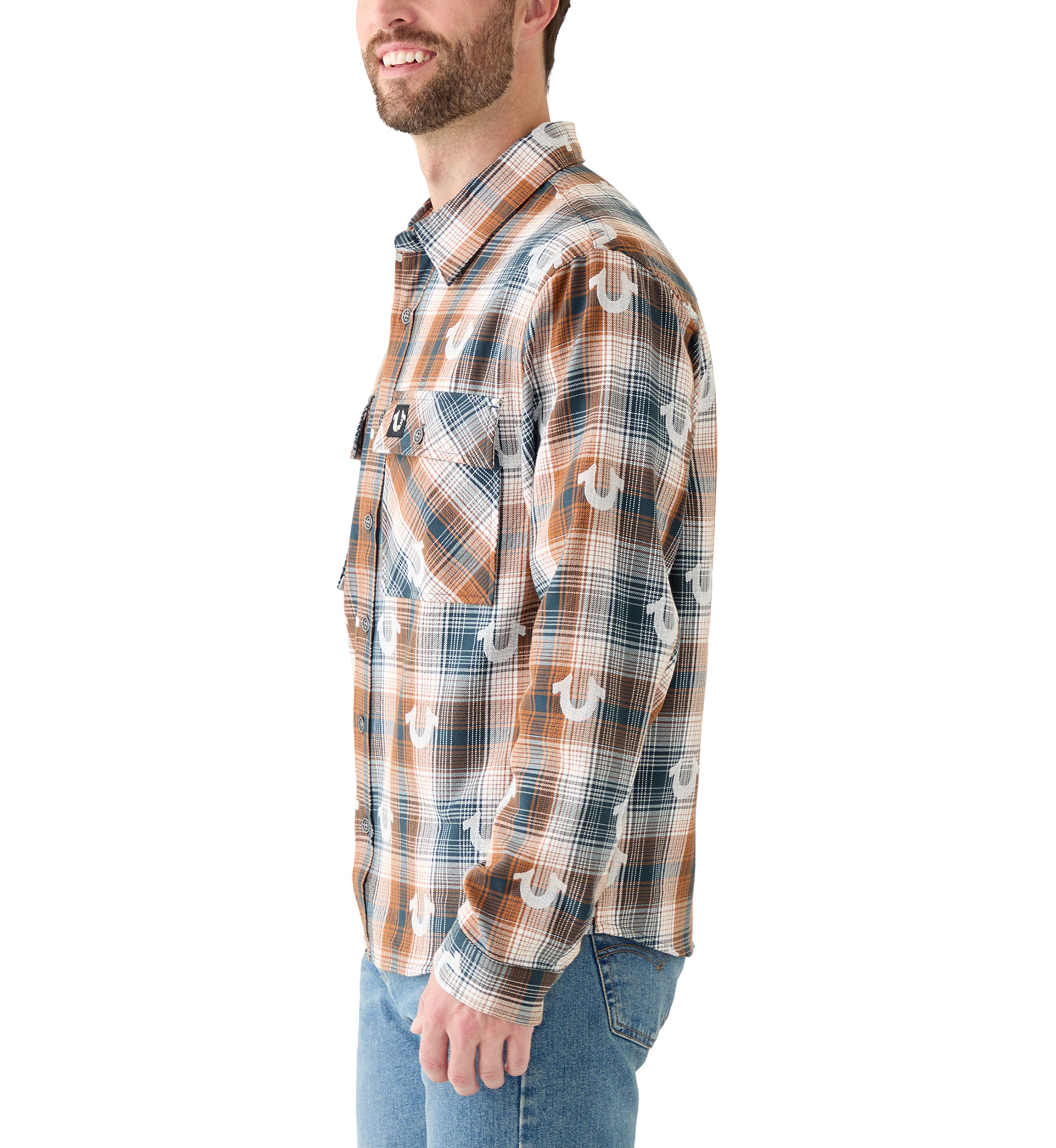 Oversized Horseshoe Long Sleeve Flannel Shirt