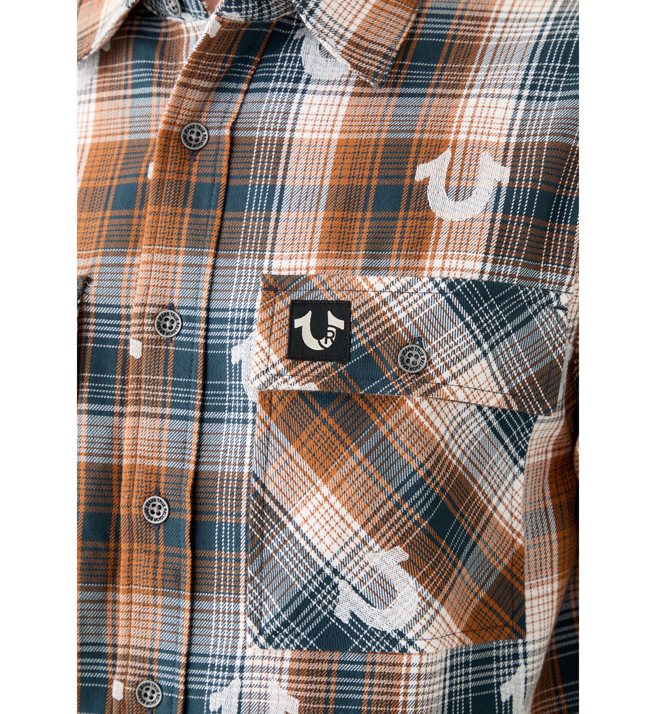 Oversized Horseshoe Long Sleeve Flannel Shirt