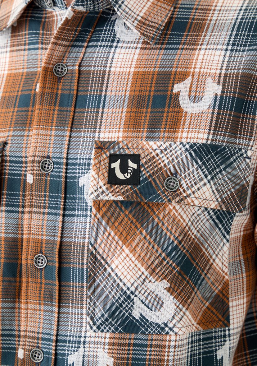 Oversized Horseshoe Long Sleeve Flannel Shirt