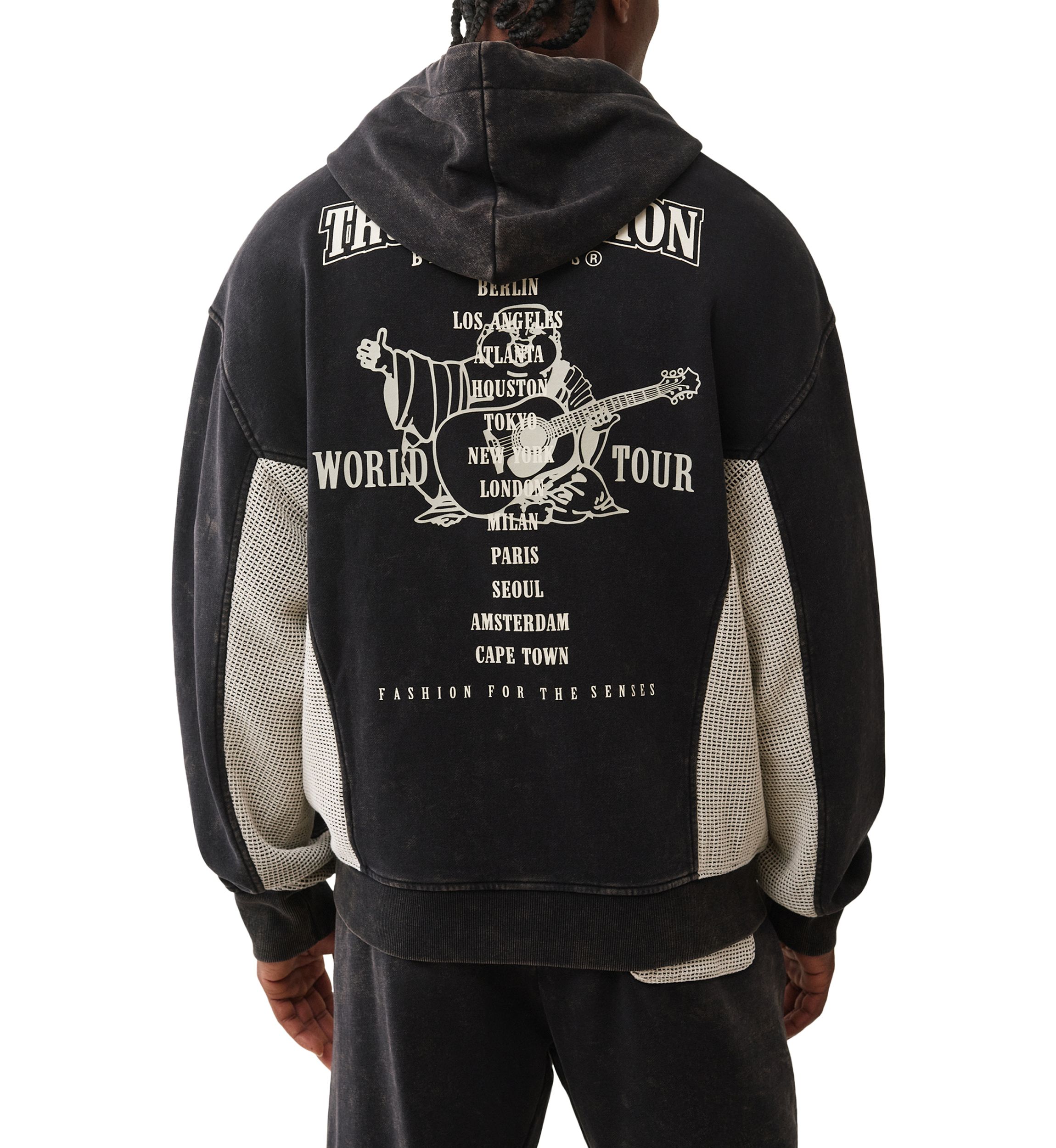 Mesh Inset Zip Long Sleeve Hoodie