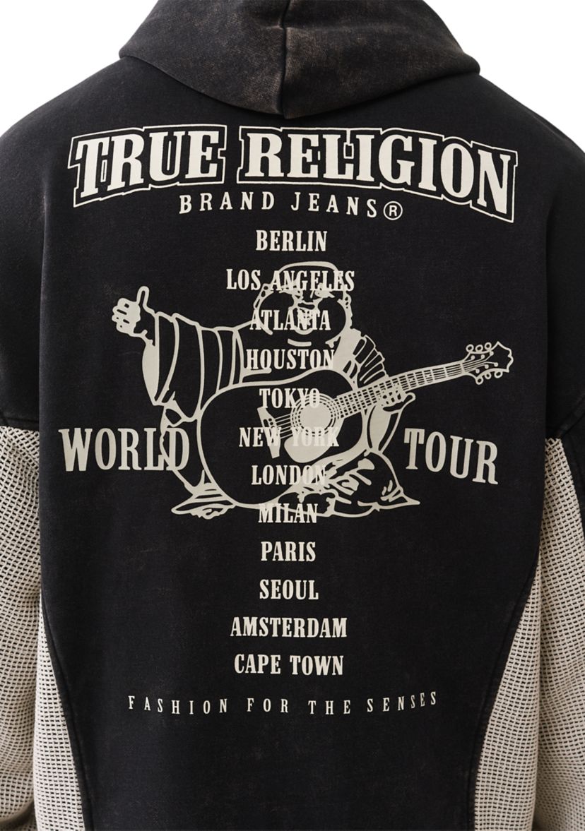 Mesh Inset Zip Long Sleeve Hoodie