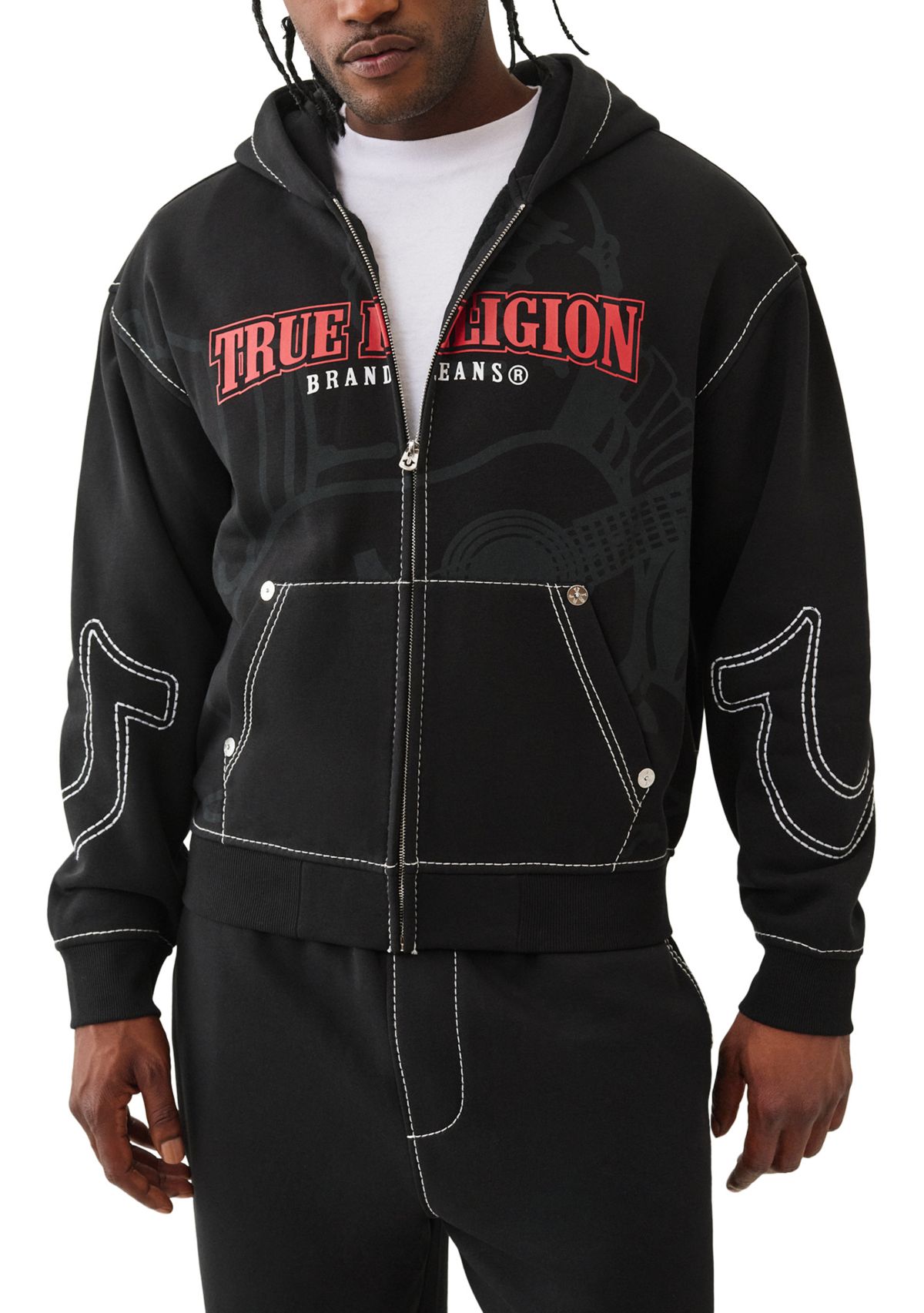 Anniversary Print Big T Zip Hoodie