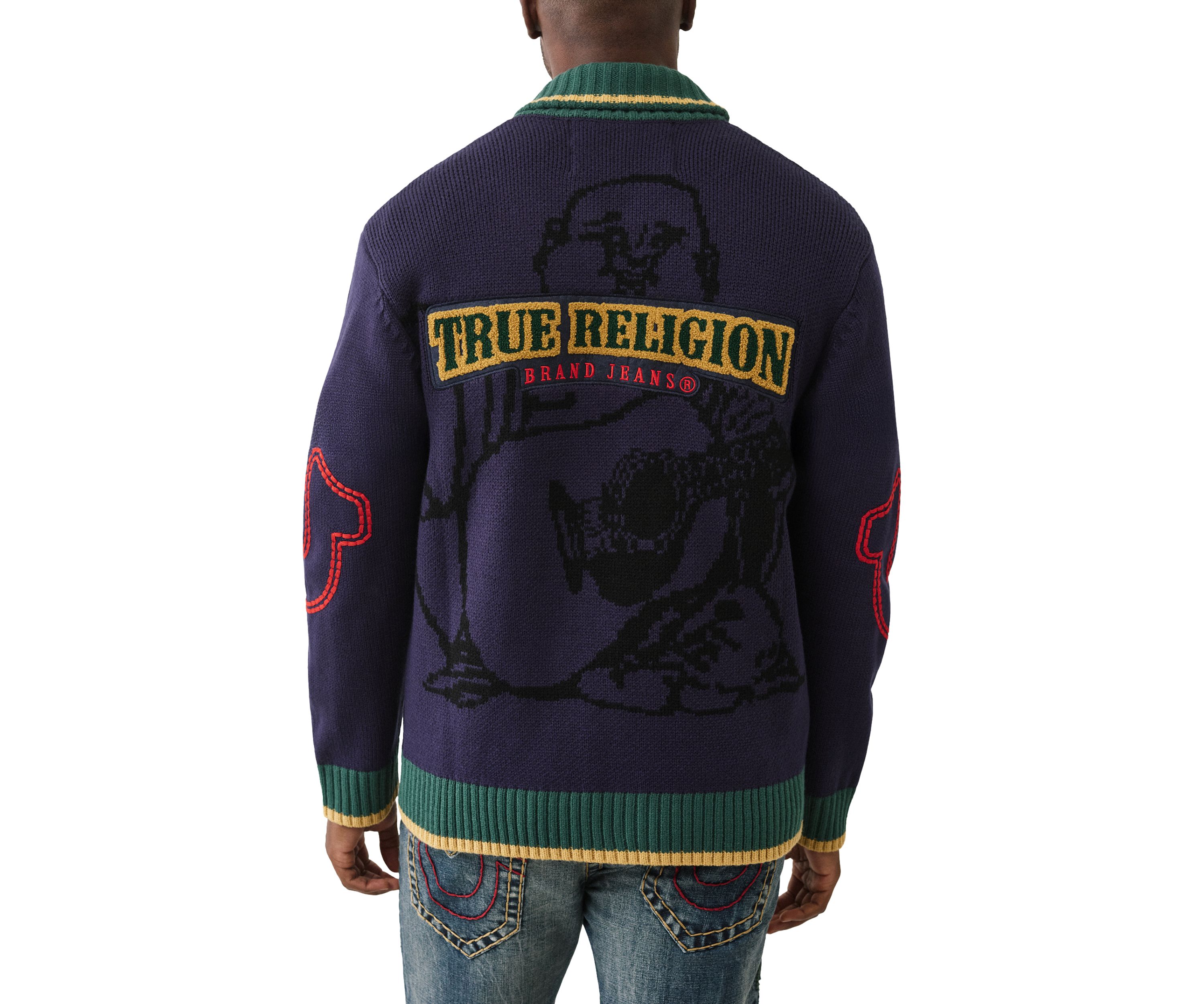Anniversary Logo Shawl Collar Cardigan Sweater