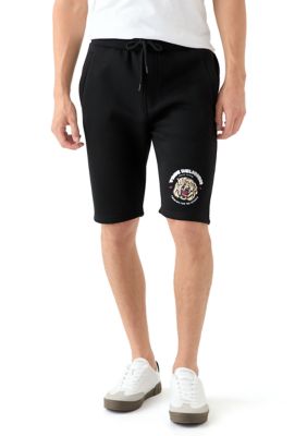 True Religion Men's Tiger Face Logo Knit Shorts, Black, XL