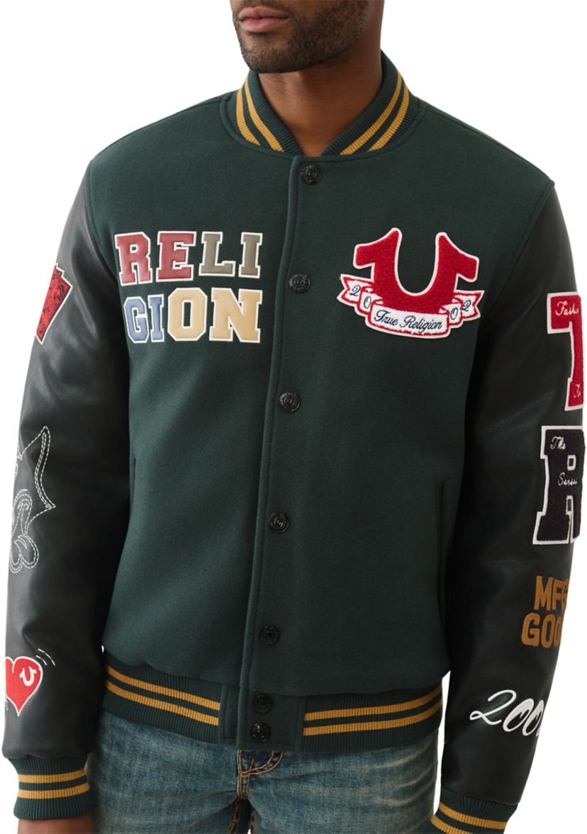 True Religion Cat Logo Varsity Jacket | Belk