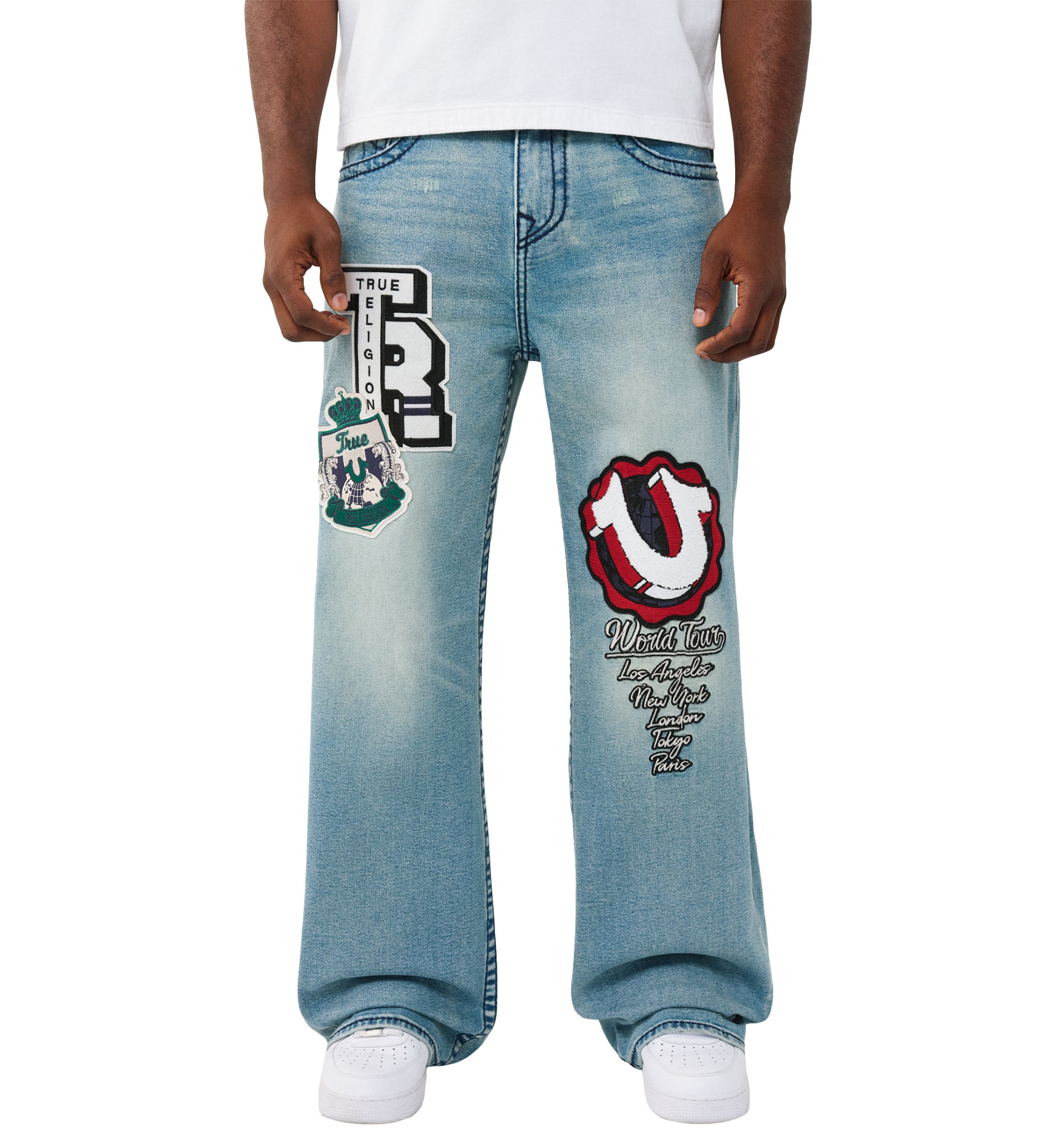 True Religion Vinny Patched Ultra Baggy Jeans | Belk