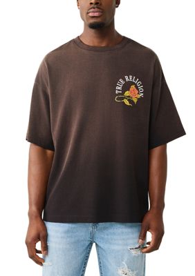 True Religion Men's Floral Snake Print Logo Oversize Short Sleeve T-Shirt